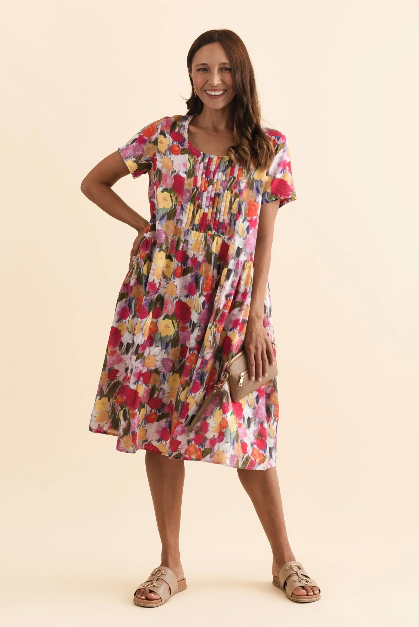 Murano Pink Floral Cotton Dress - Image 2