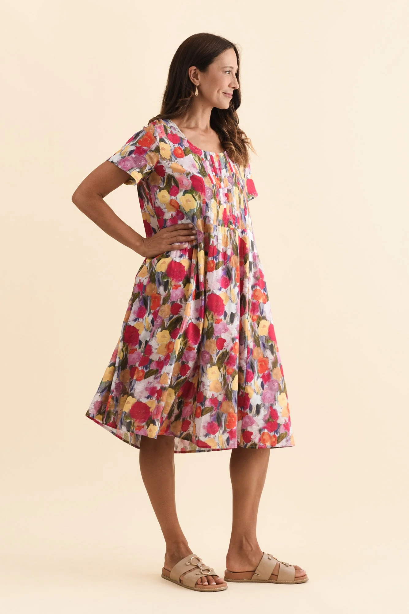 Murano Pink Floral Cotton Dress - Image 3