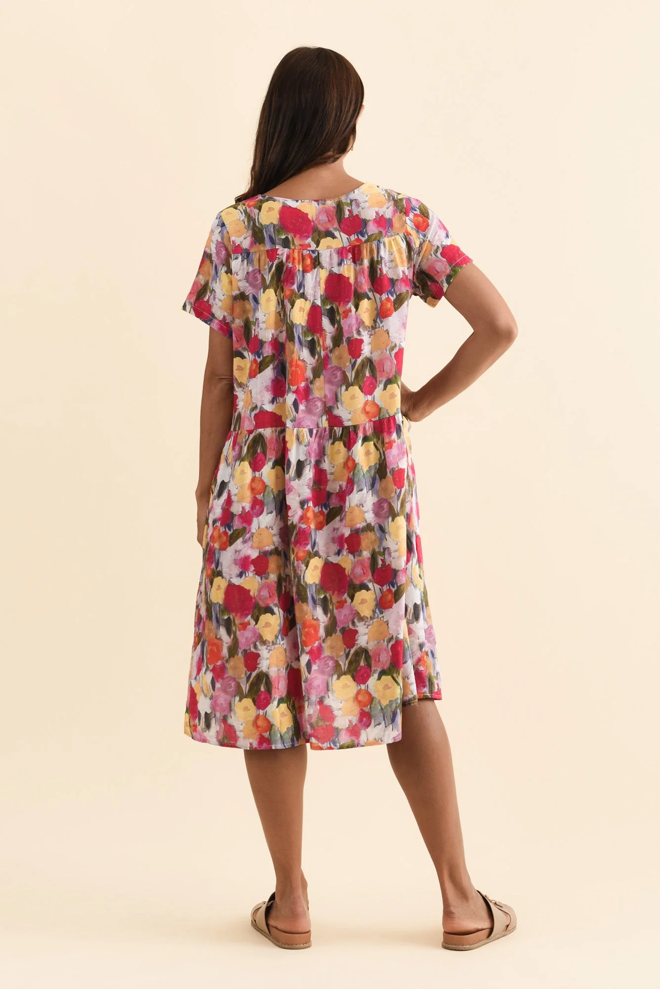 Murano Pink Floral Cotton Dress - Image 4