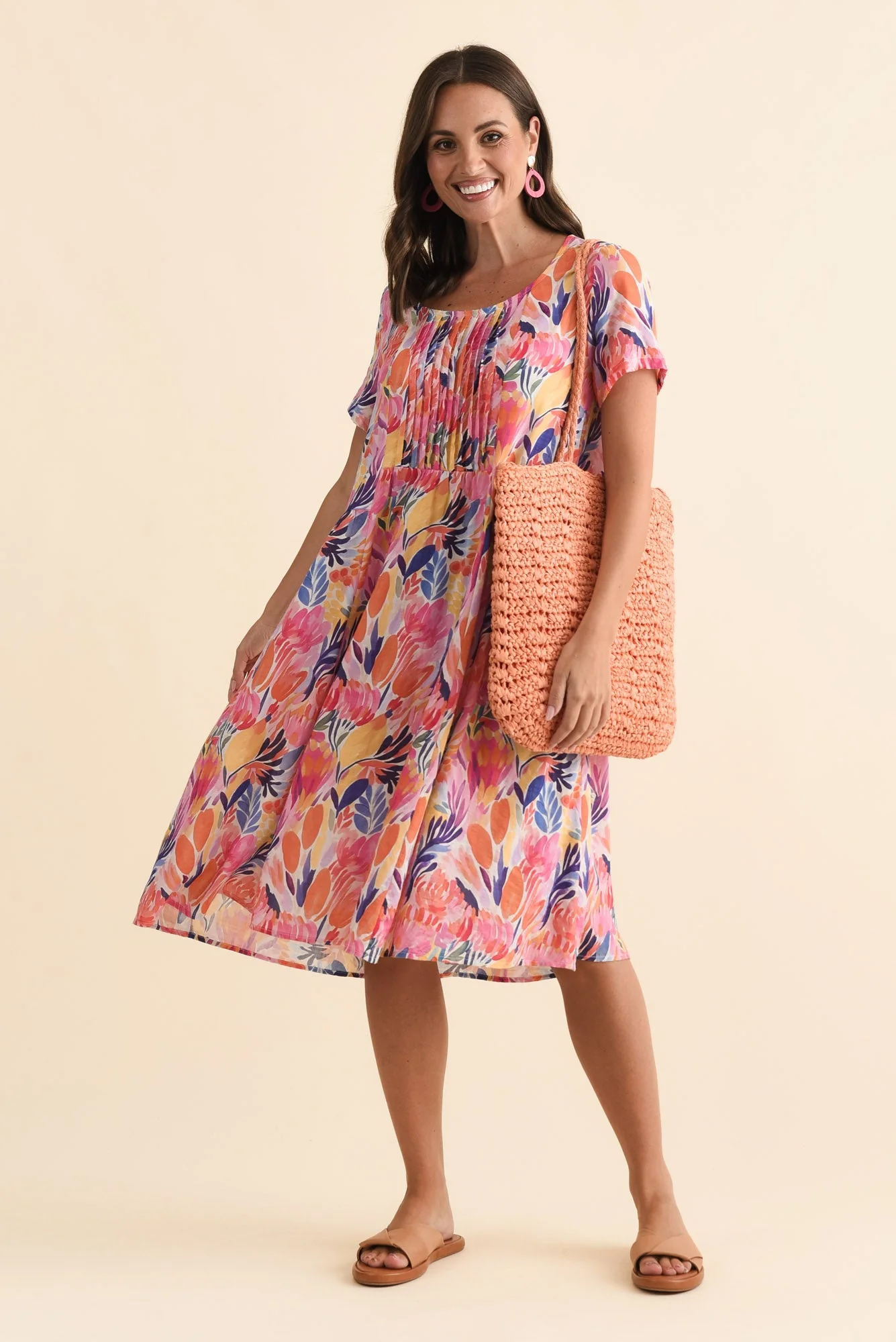 Murano Pink Garden Cotton Dress - Image 2