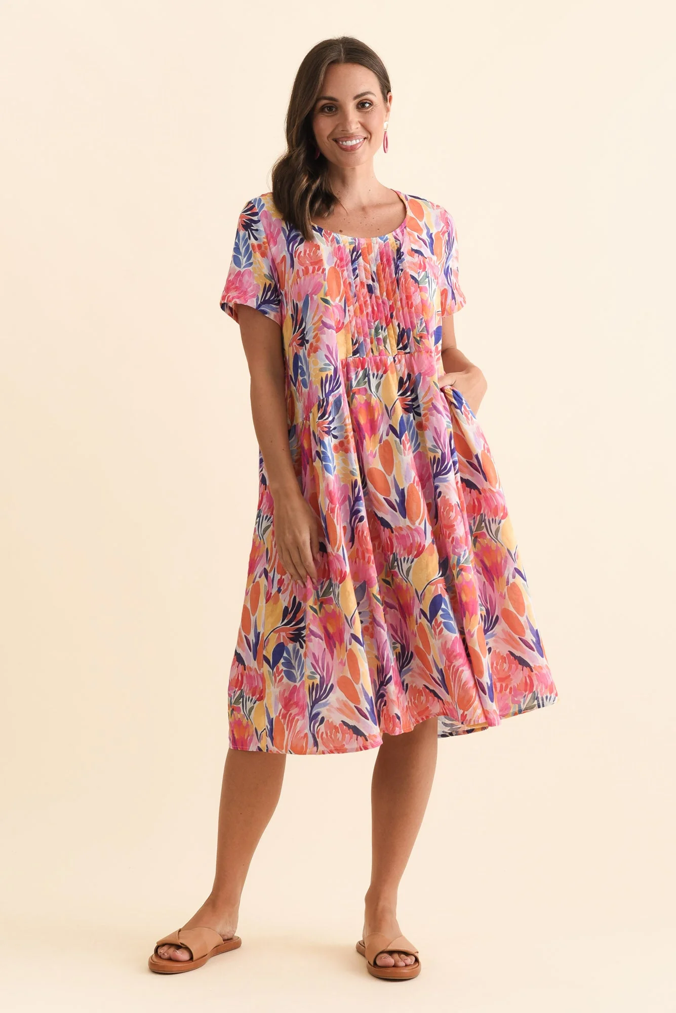 Murano Pink Garden Cotton Dress - Image 3