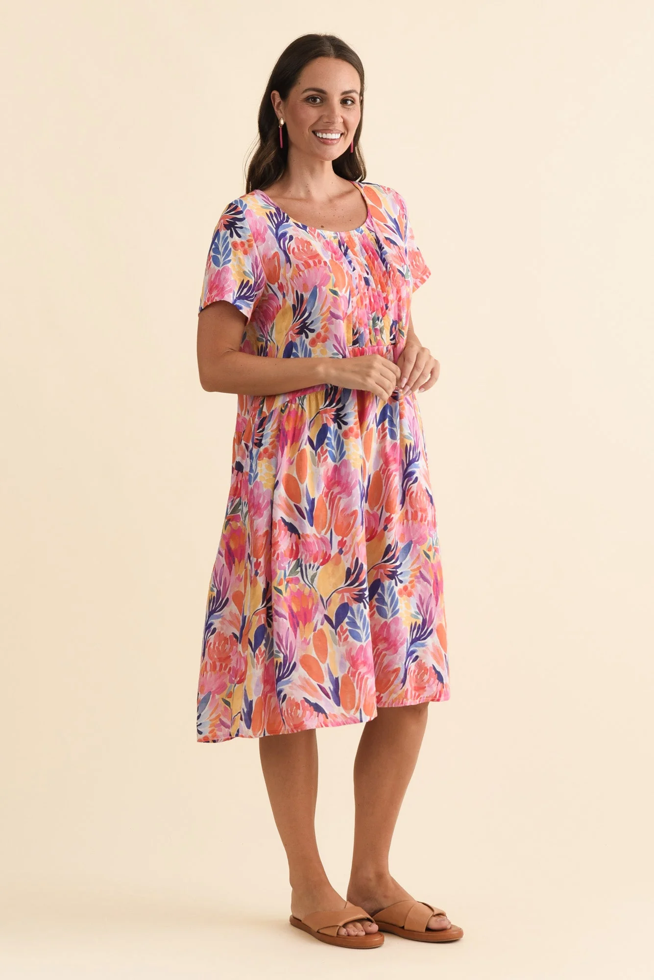 Murano Pink Garden Cotton Dress - Image 4
