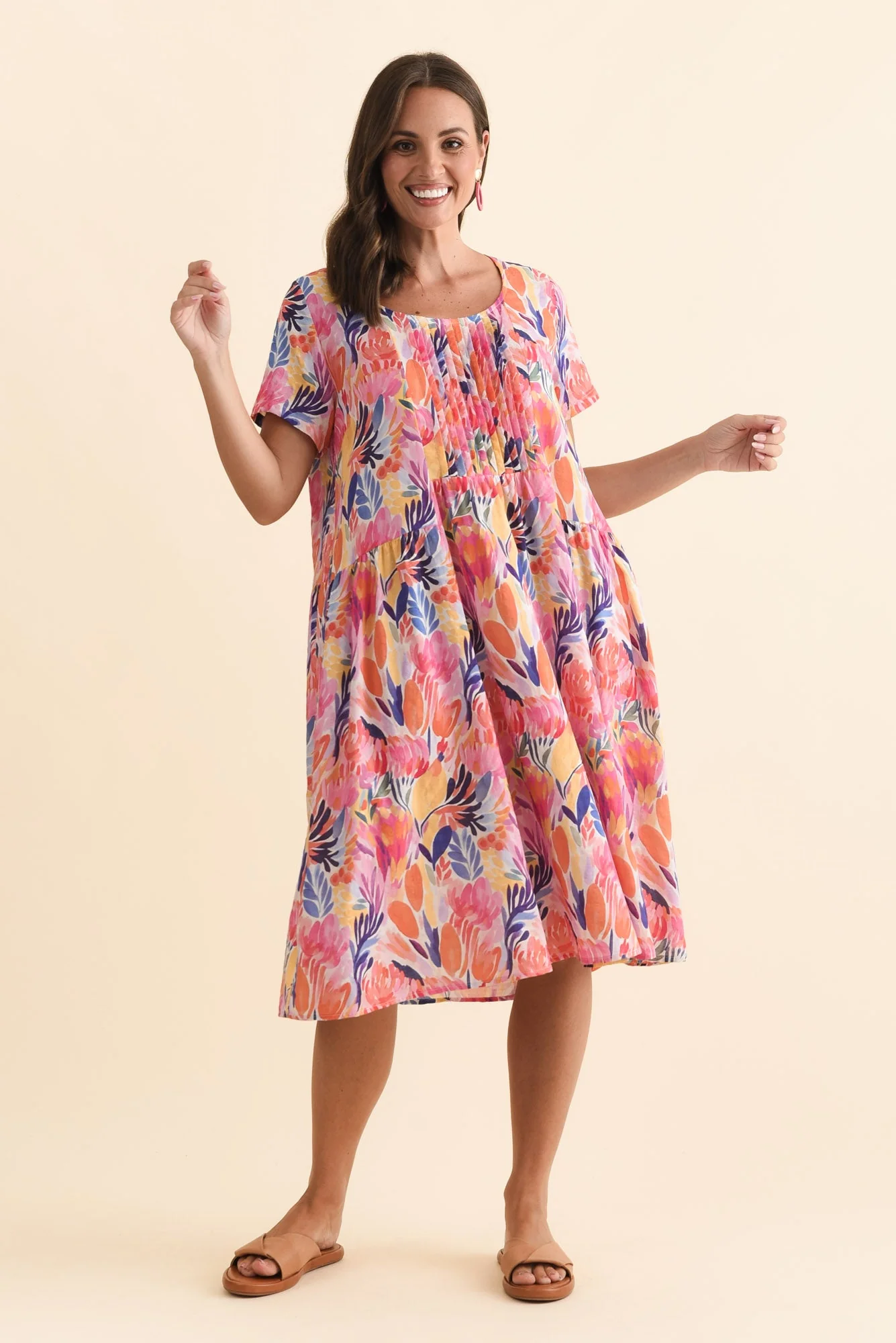 Murano Pink Garden Cotton Dress - Image 7