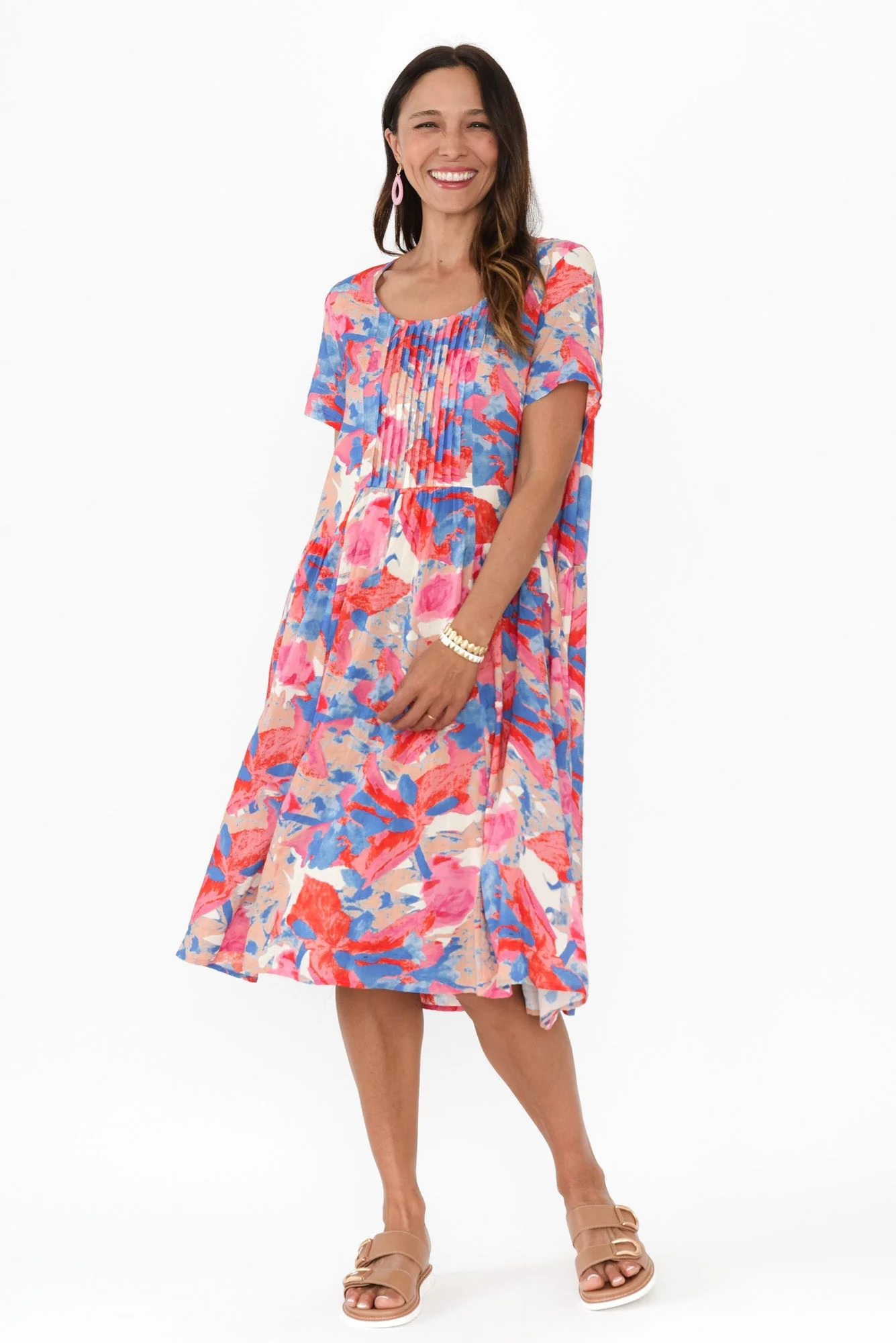 Murano Pink Watercolour Cotton Dress - Image 2