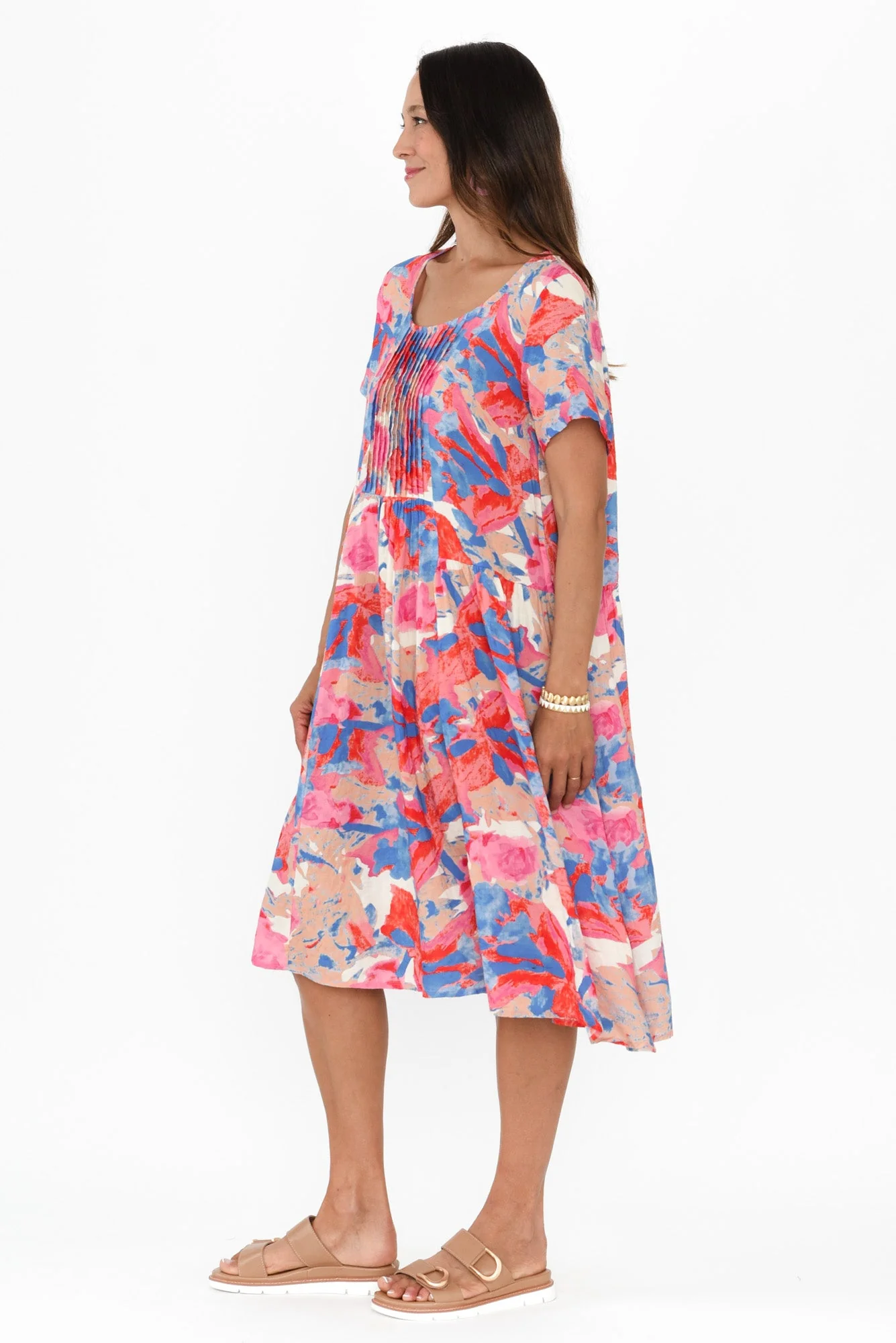 Murano Pink Watercolour Cotton Dress - Image 3