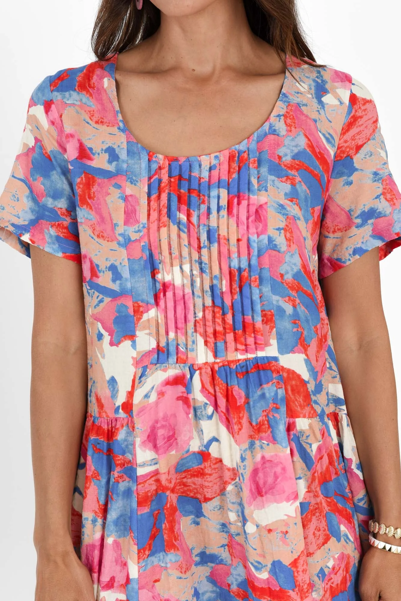Murano Pink Watercolour Cotton Dress - Image 5