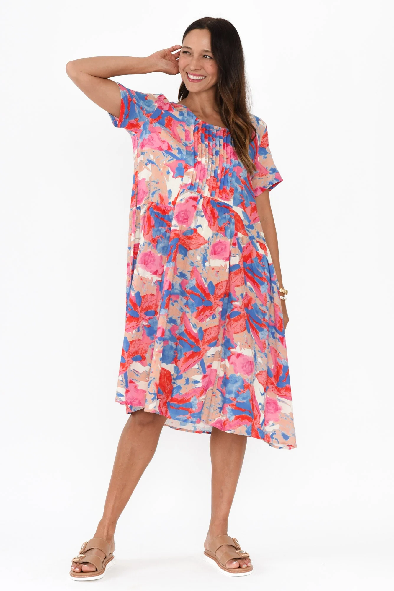 Murano Pink Watercolour Cotton Dress - Image 6