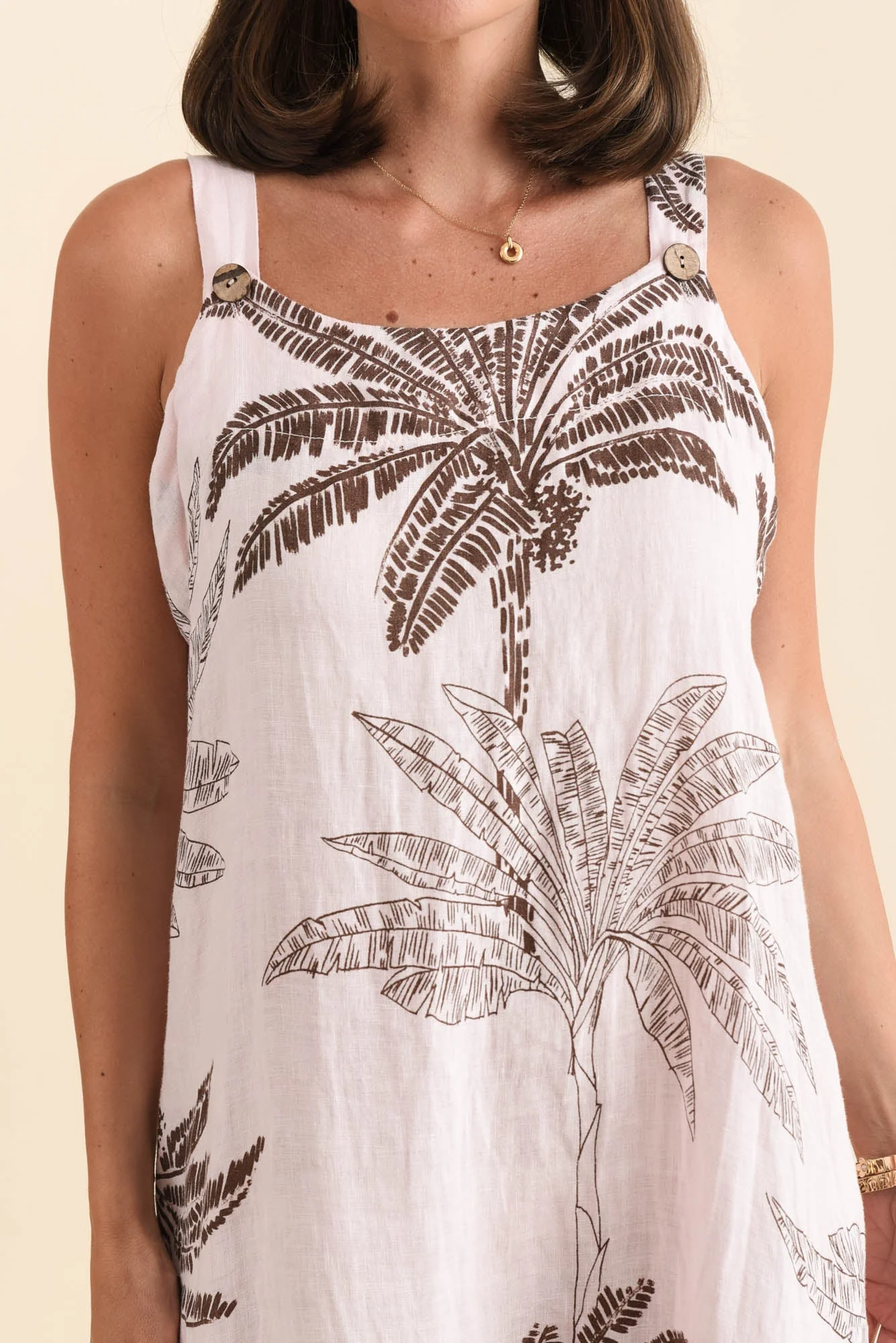Nadia Pink Palm Linen Maxi Dress - Image 5