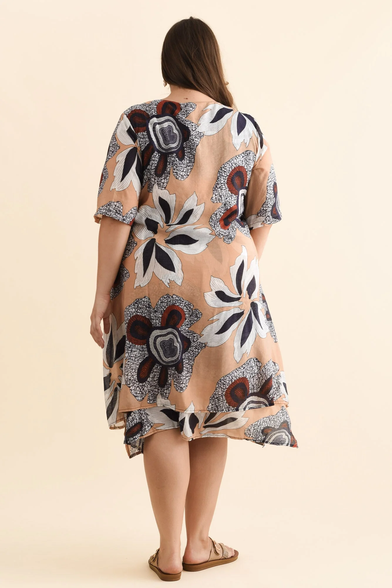 Nala Beige Flower Layers Dress - Image 10
