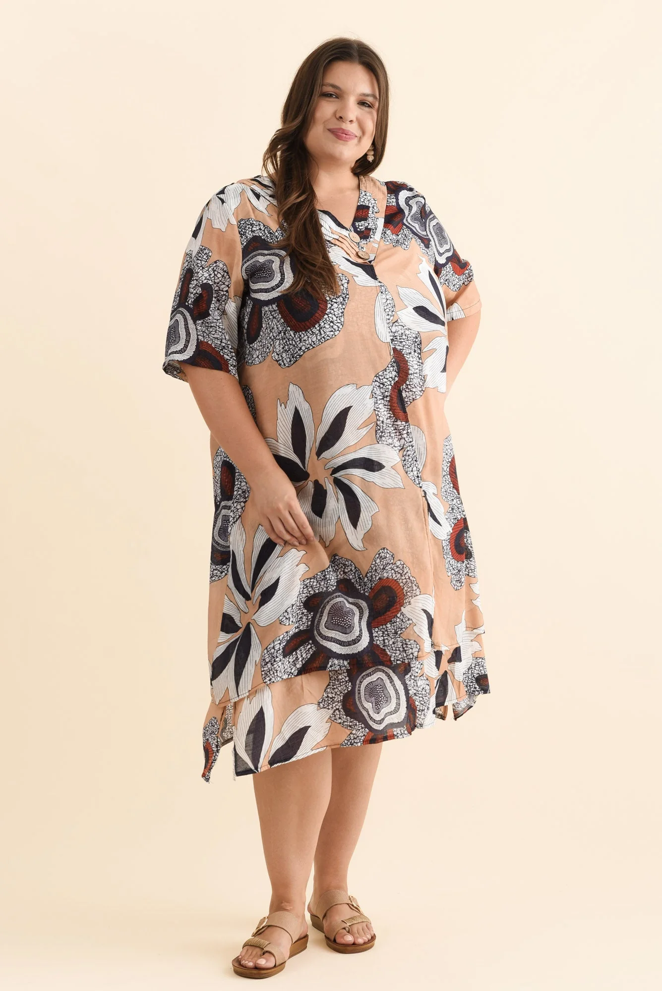 Nala Beige Flower Layers Dress - Image 8