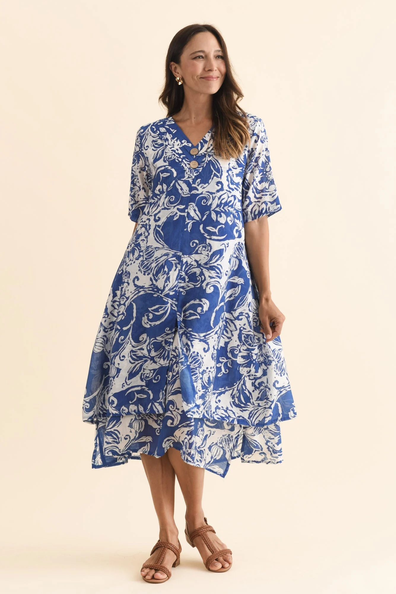 Nala Blue Abstract Layers Dress - Image 2