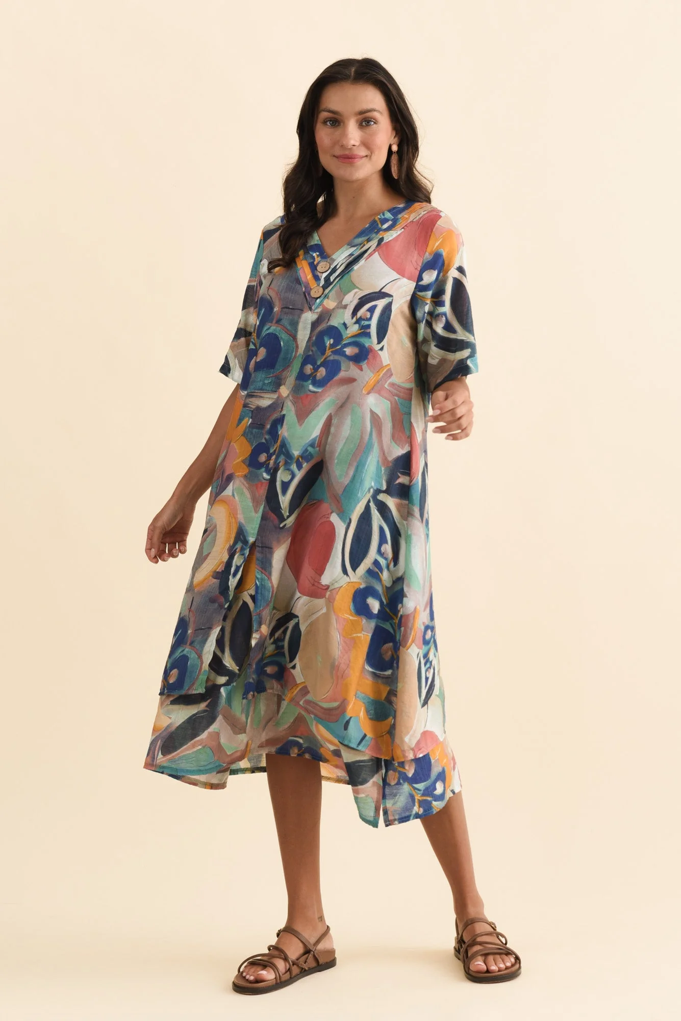 Nala Blue Floral Layers Dress - Image 7