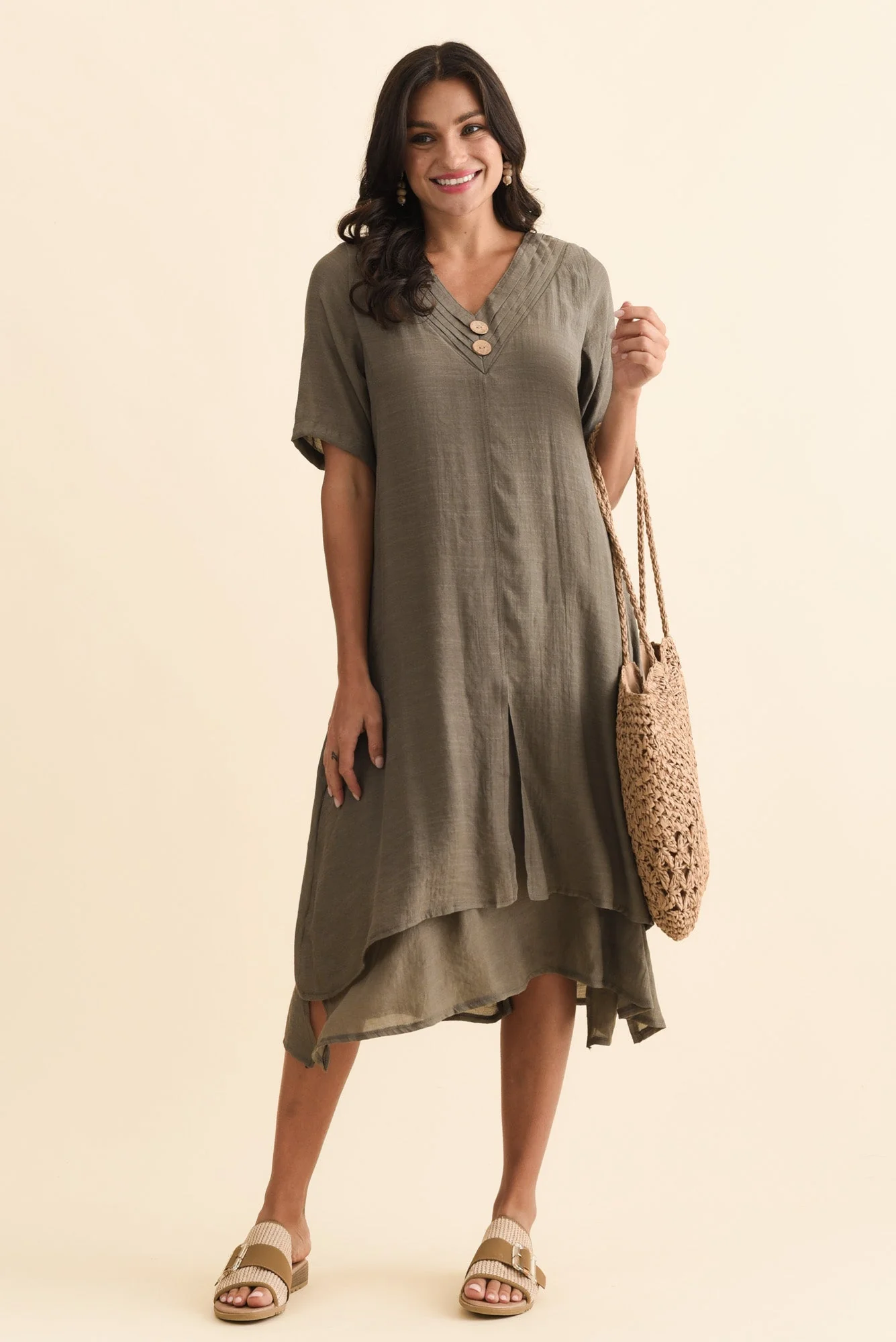 Nala Khaki Layers Dress - Image 2