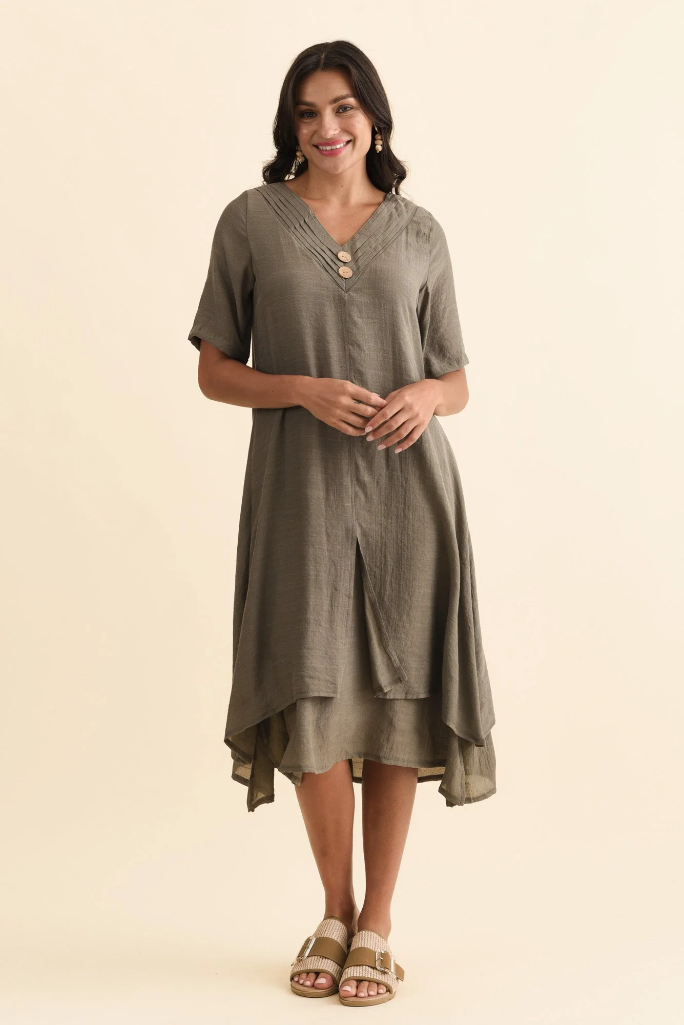 Nala Khaki Layers Dress - Image 3