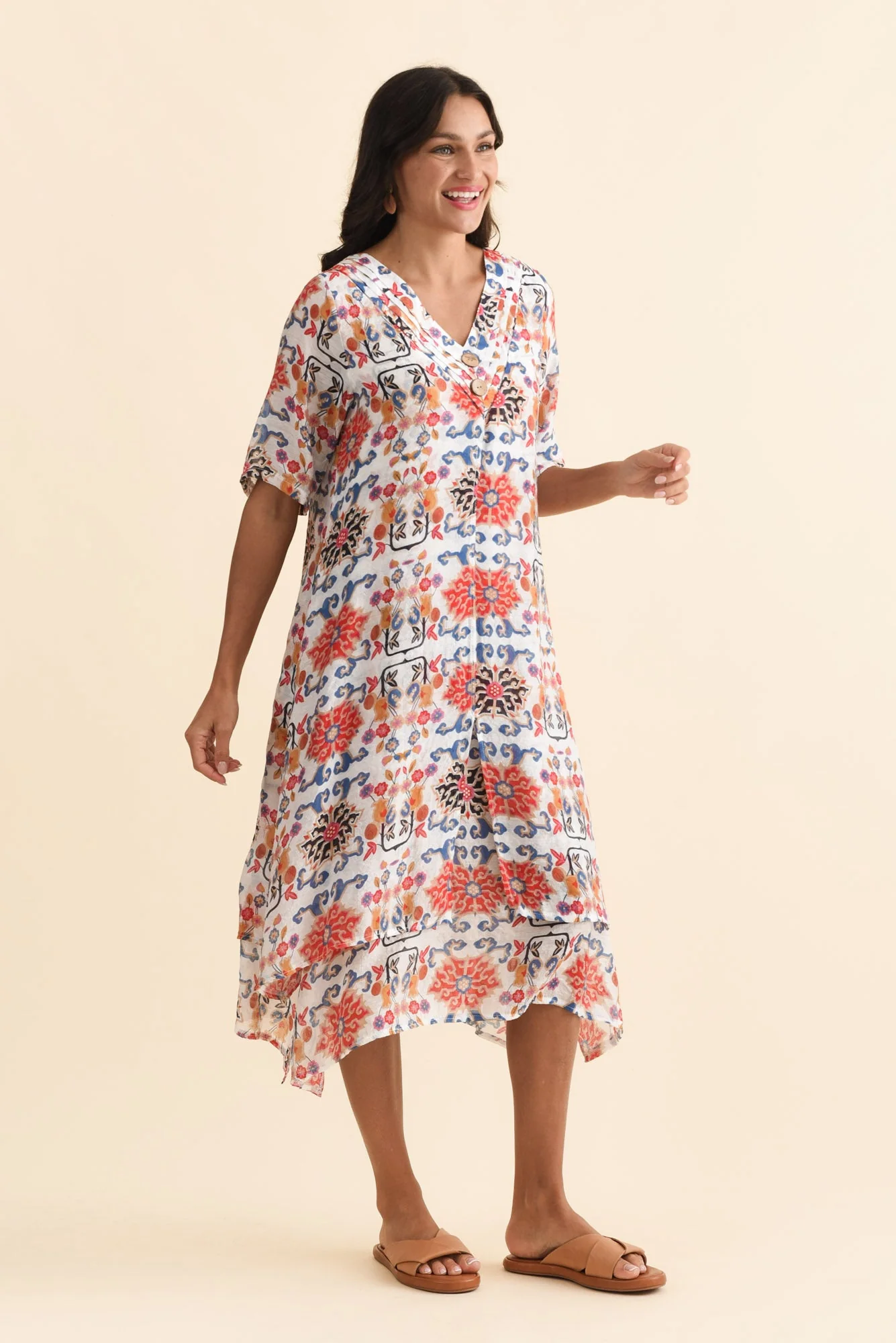 Nala Orange Floral Layers Dress - Image 3