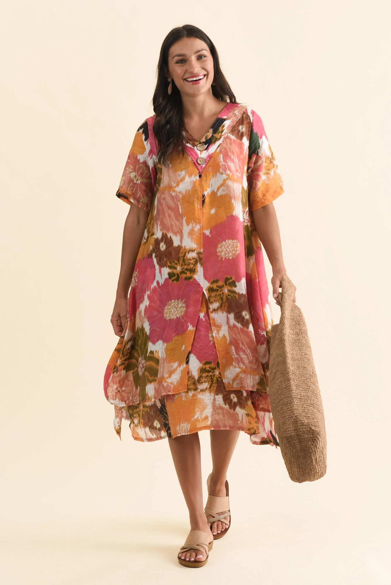 Nala Pink Flower Layers Dress - Image 3