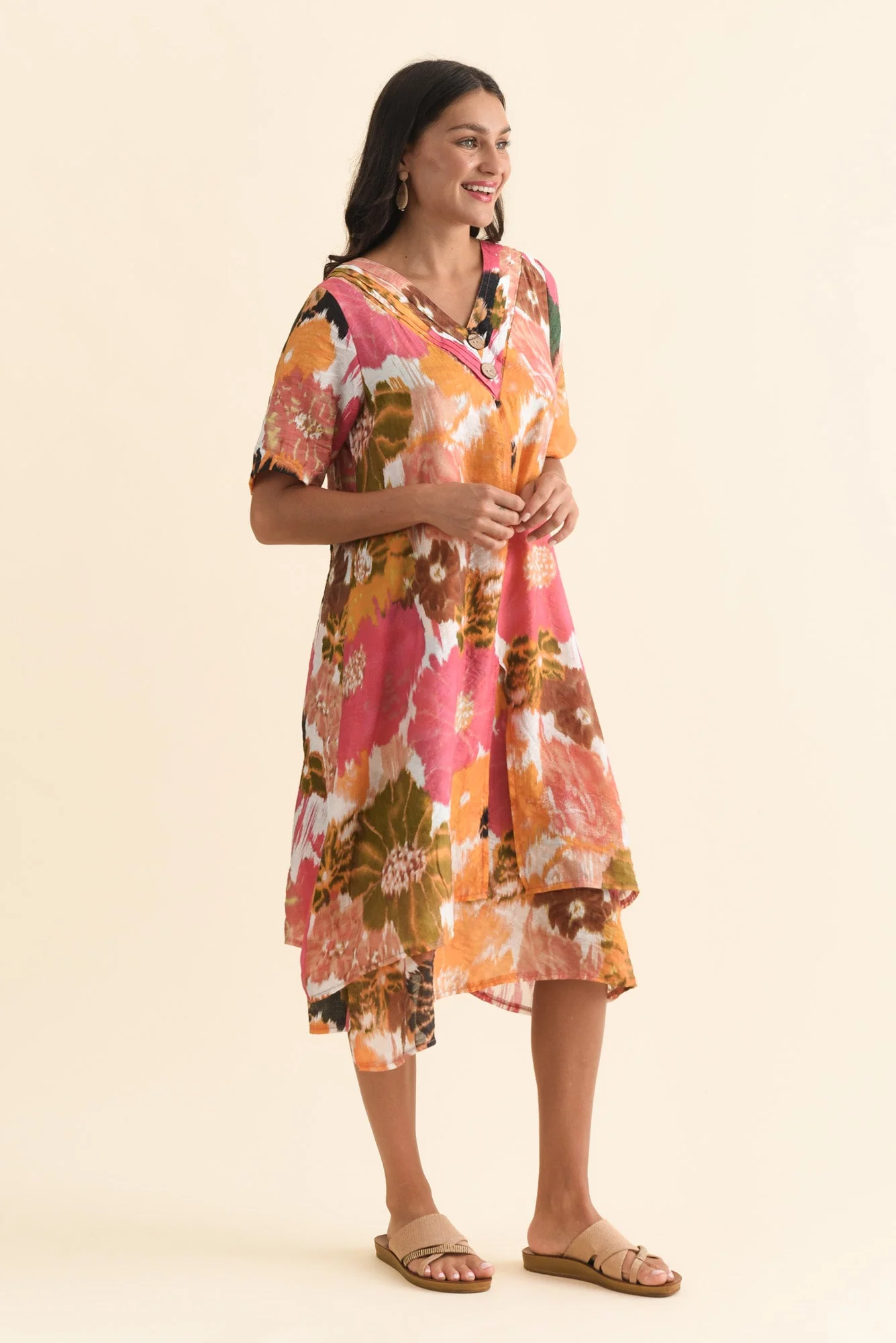 Nala Pink Flower Layers Dress - Image 4
