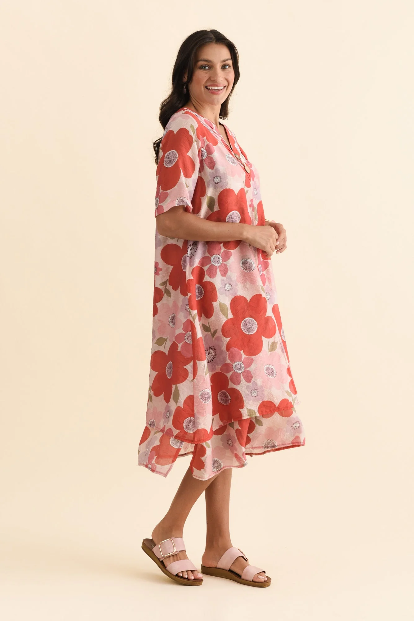 Nala Red Poppy Layers Dress - Image 3