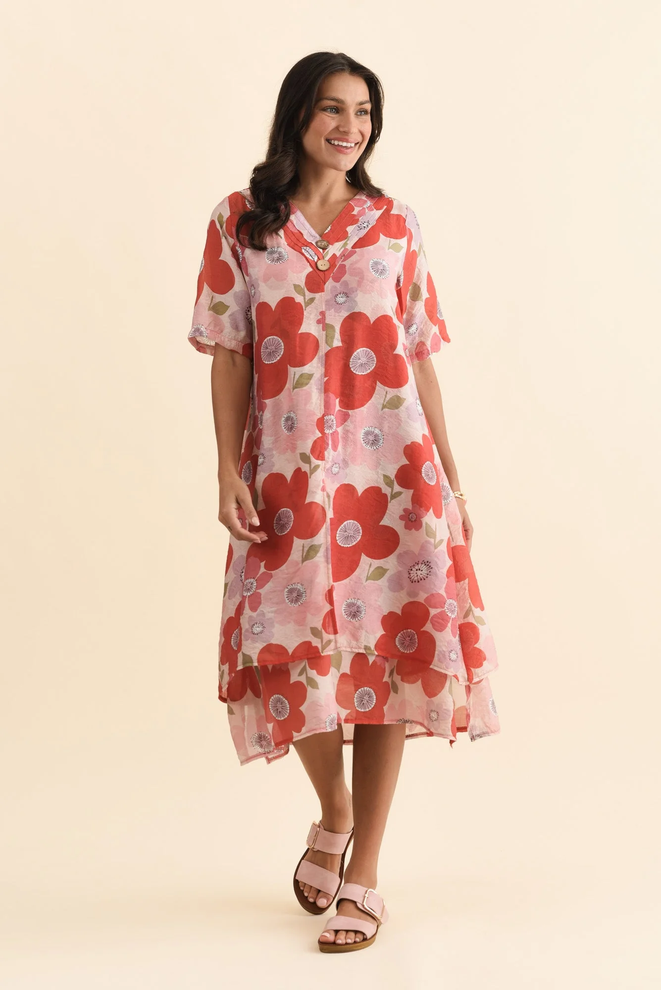 Nala Red Poppy Layers Dress - Image 6