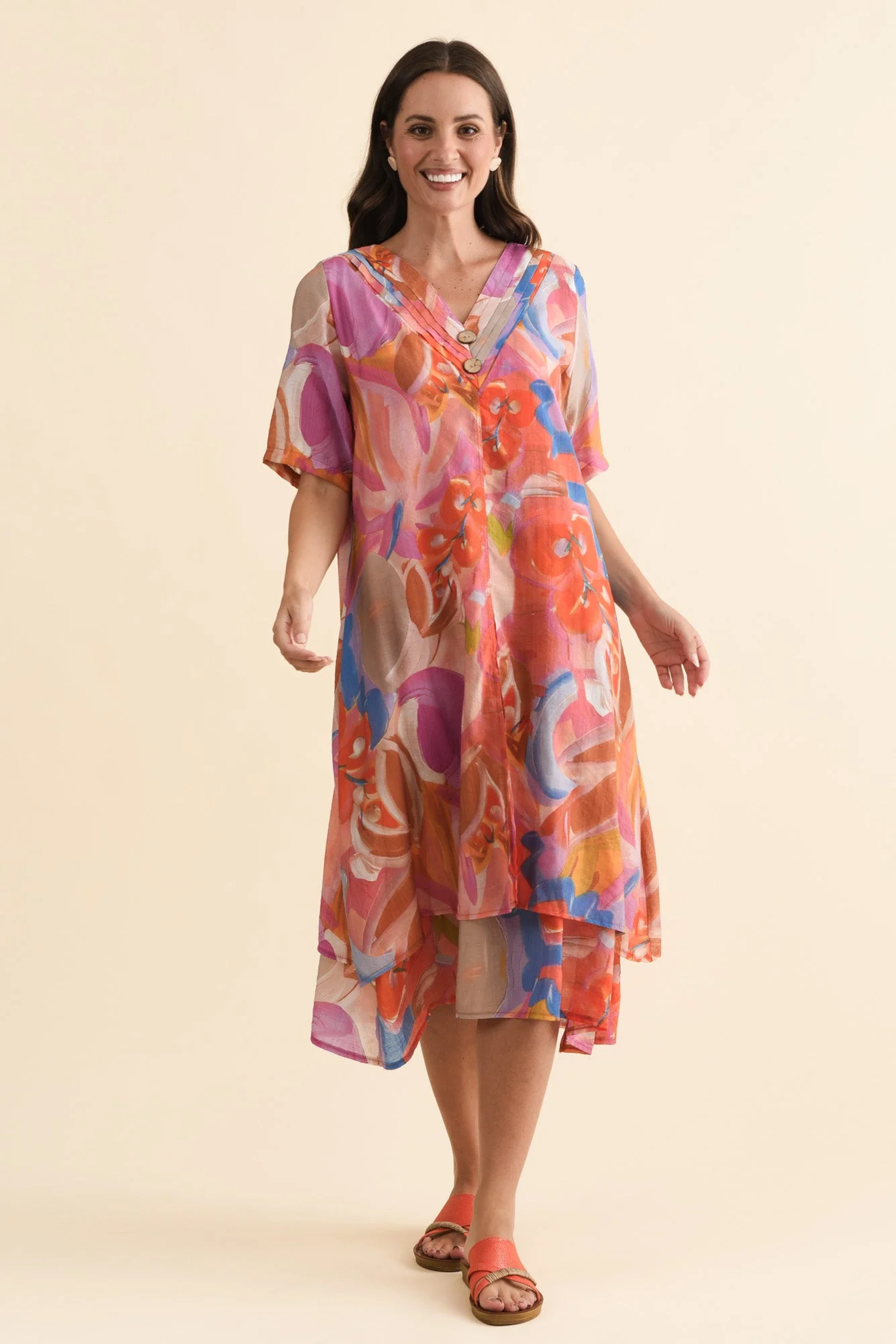 Nala Rust Abstract Layers Dress - Image 2