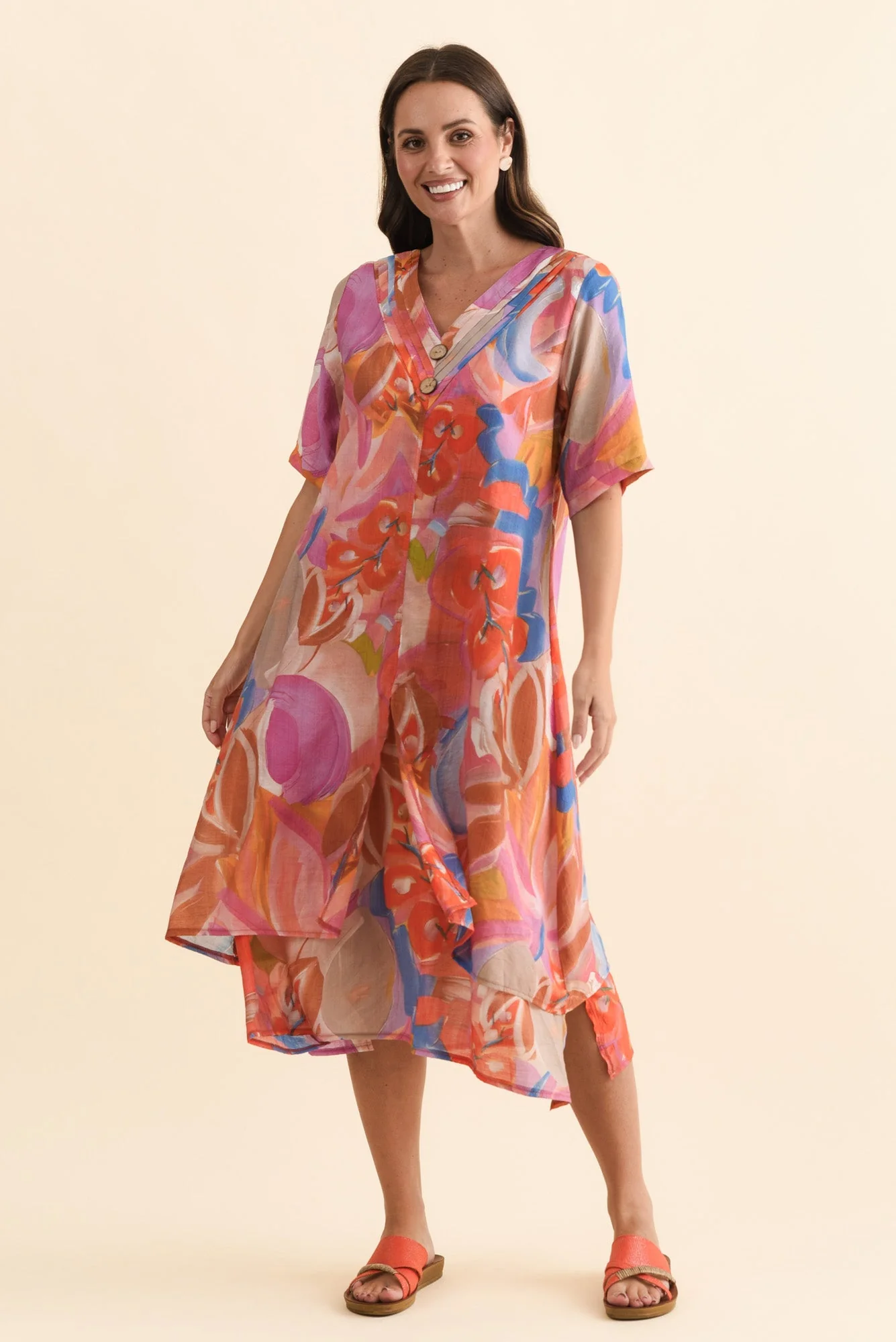 Nala Rust Abstract Layers Dress - Image 6