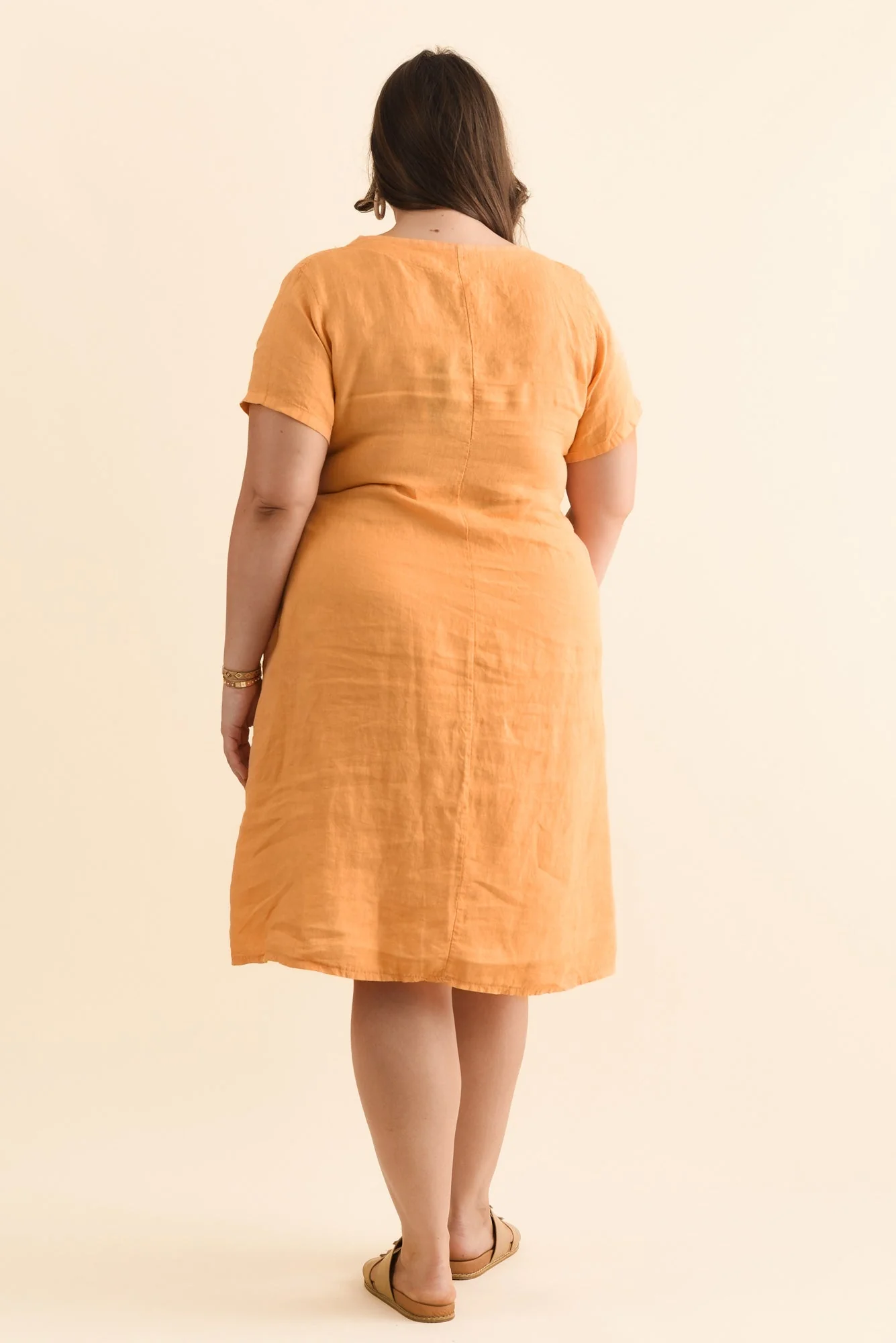 Nara Peach Linen Pocket Dress - Image 10