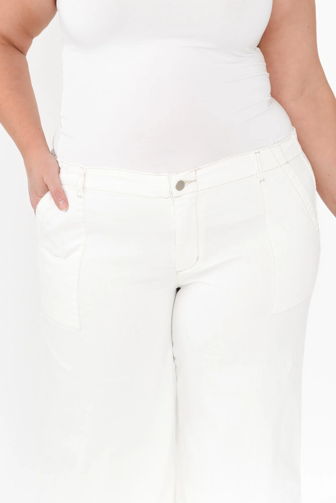 Narcy Ivory Wide Leg Jeans - Image 10