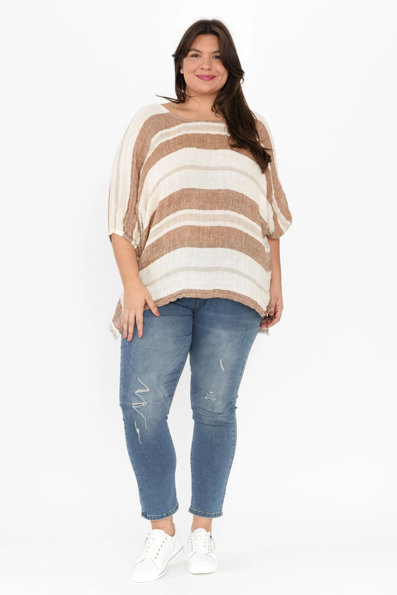 Nassau Terracotta Stripe Linen Top - Image 10