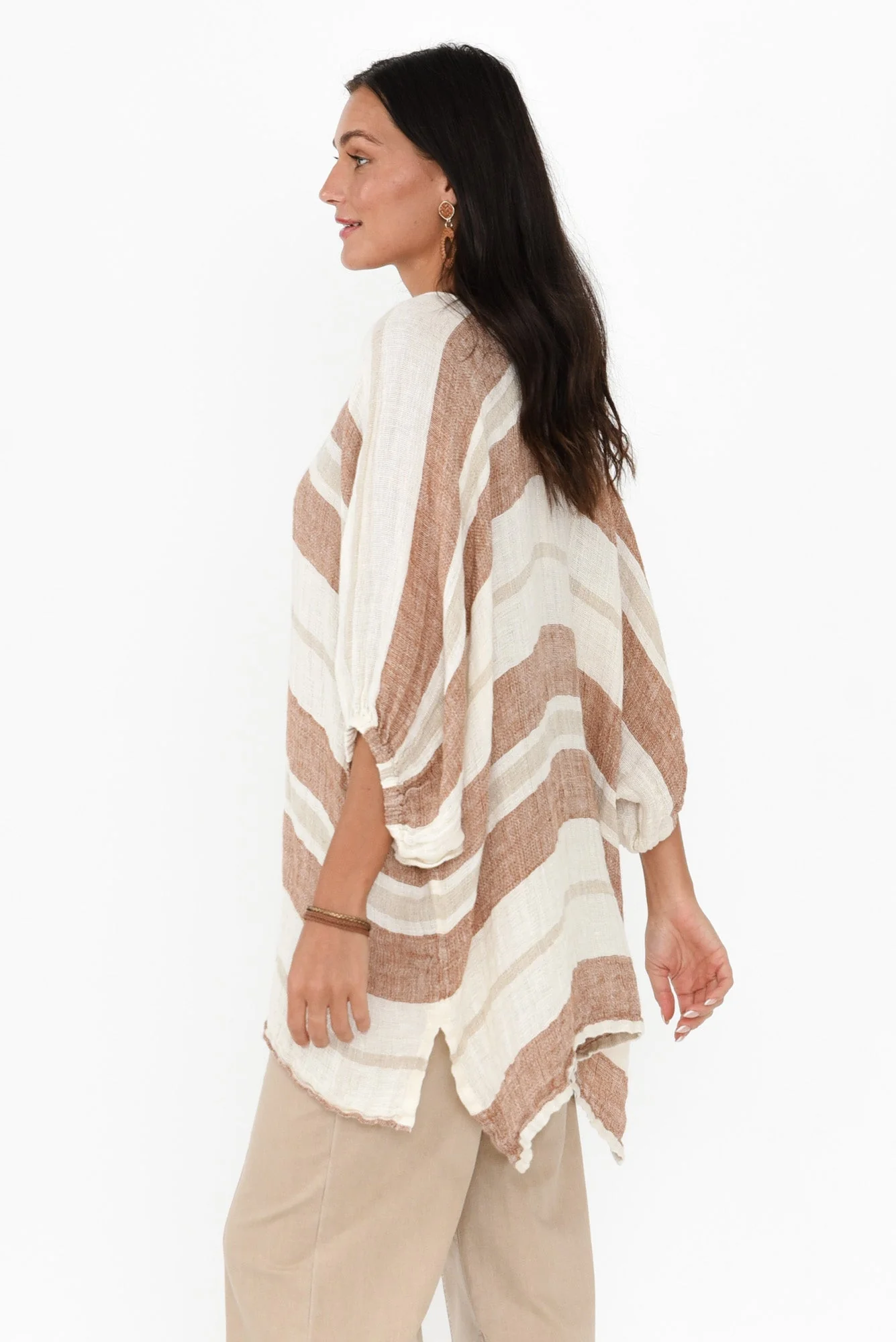 Nassau Terracotta Stripe Linen Top - Image 3