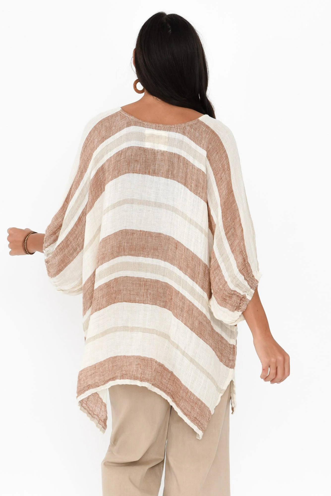 Nassau Terracotta Stripe Linen Top - Image 4
