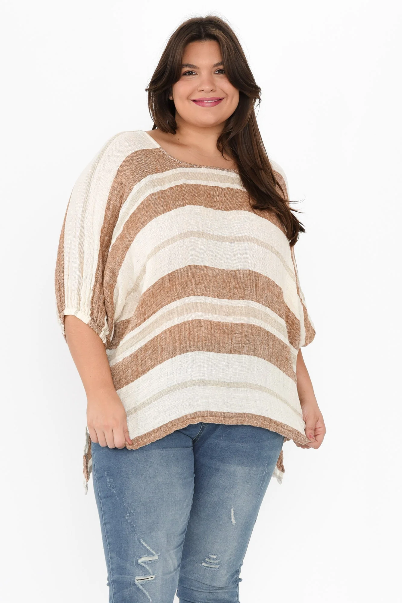 Nassau Terracotta Stripe Linen Top - Image 7