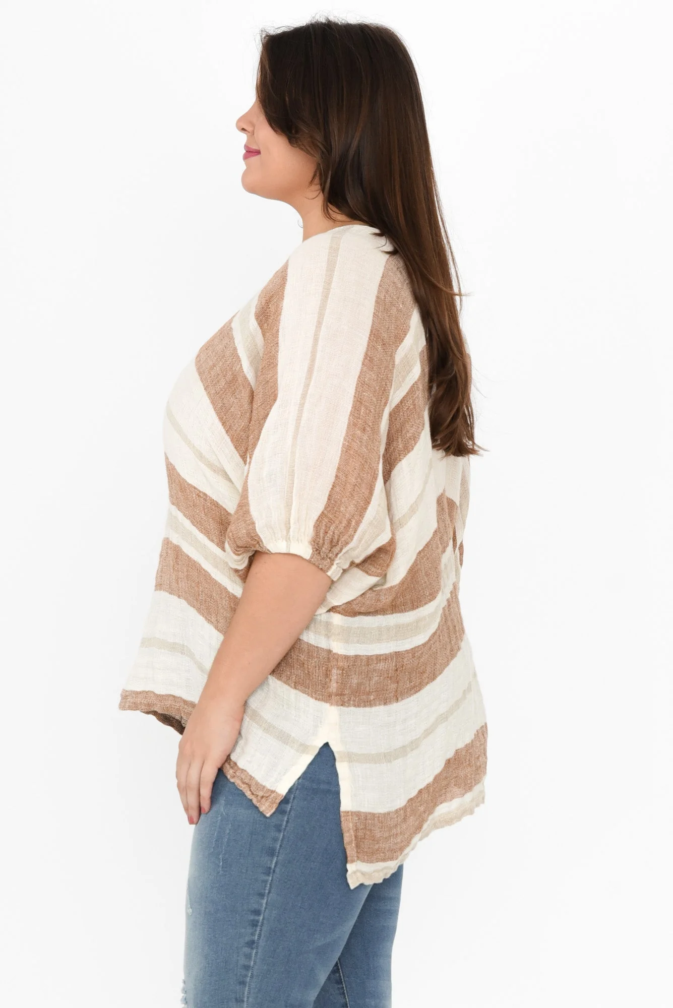Nassau Terracotta Stripe Linen Top - Image 8