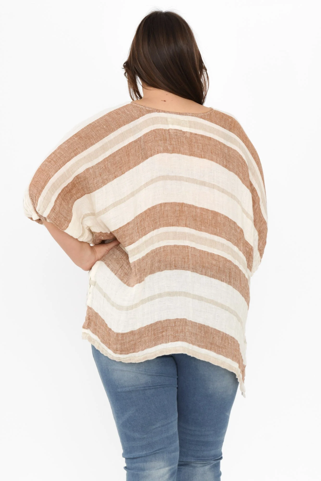 Nassau Terracotta Stripe Linen Top - Image 9