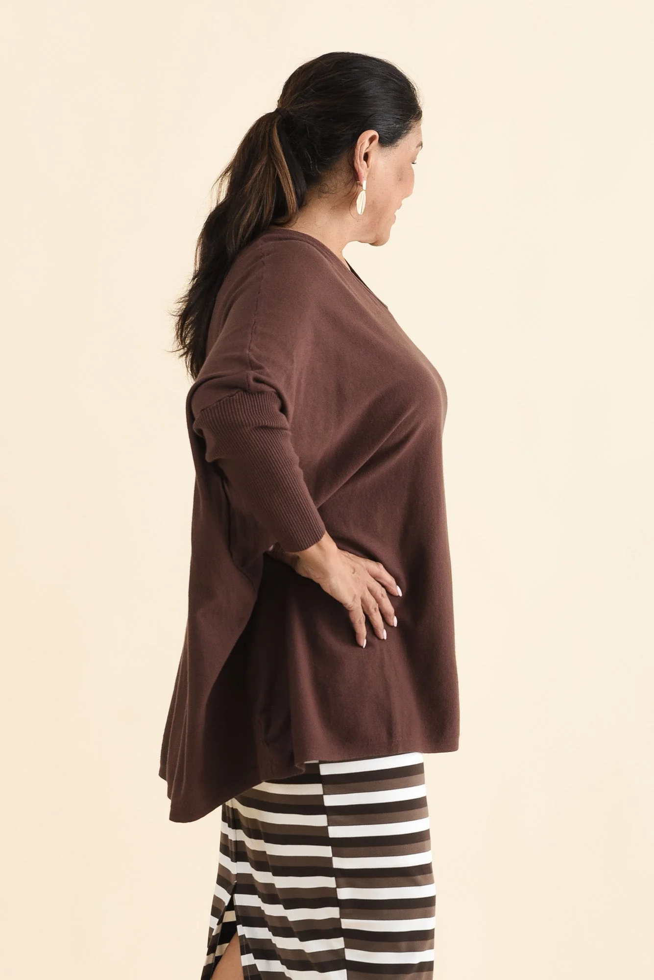 Nastia Brown Wool Blend Sweater - Image 10