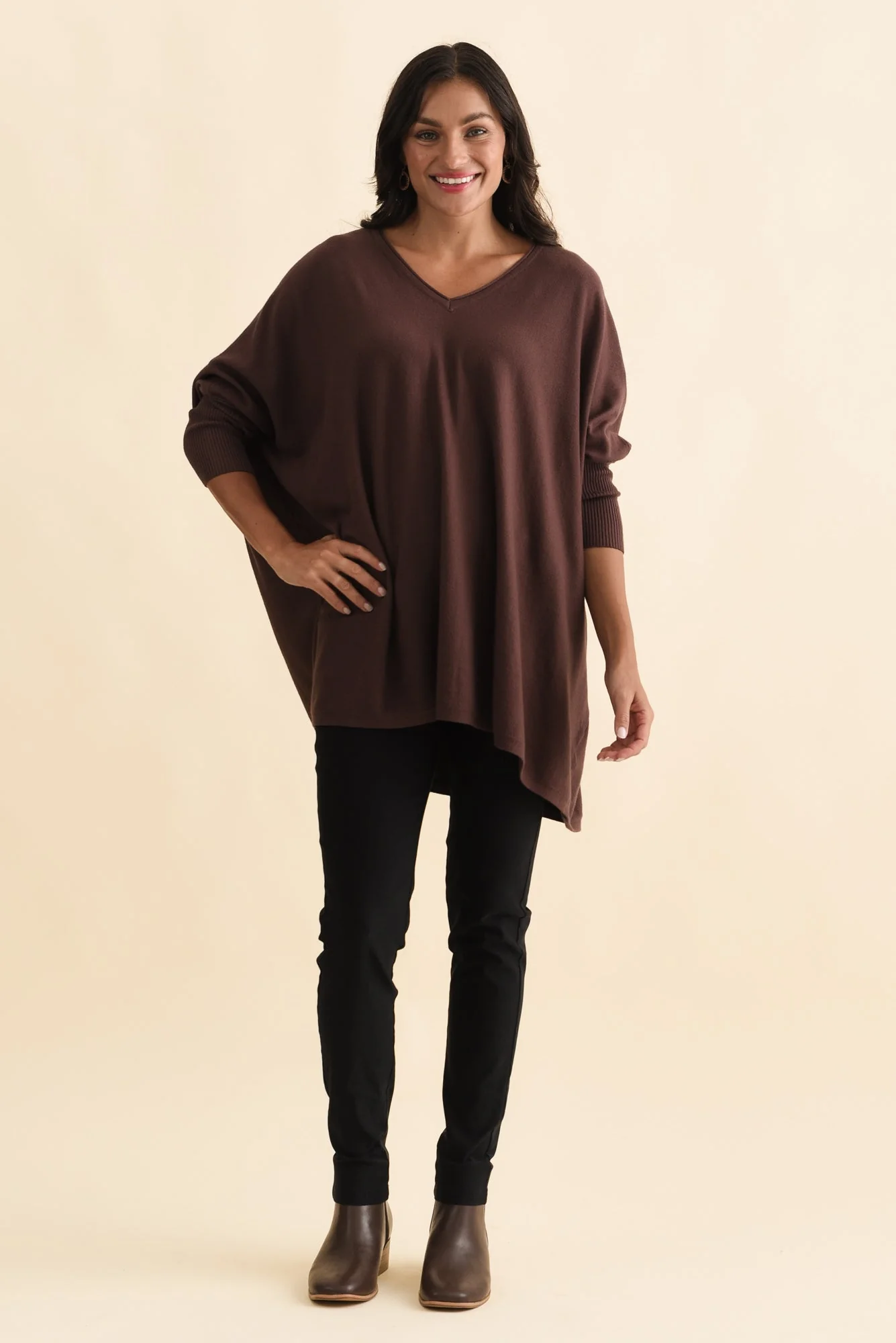 Nastia Brown Wool Blend Sweater - Image 3