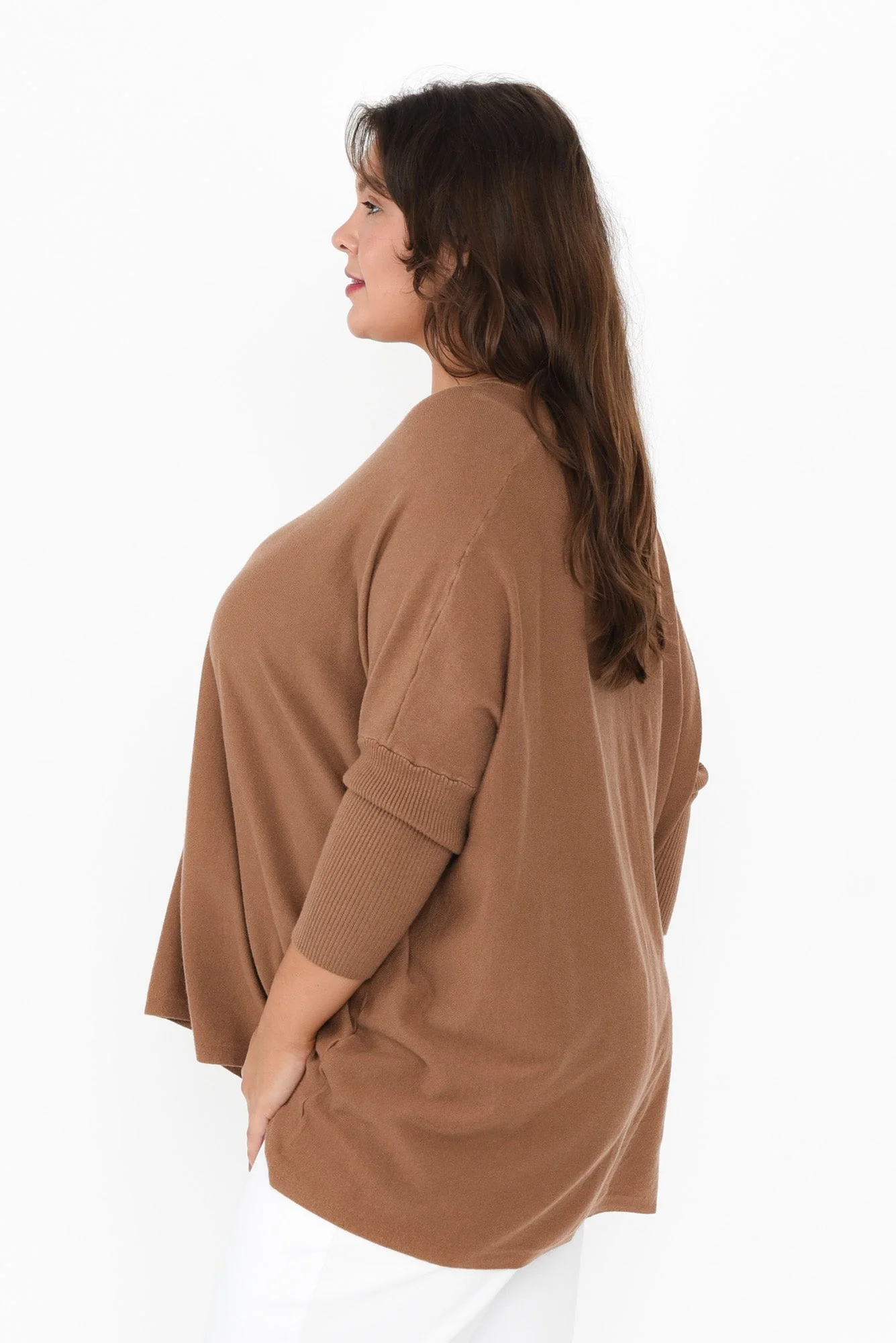 Nastia Mocha Wool Blend Sweater - Image 14