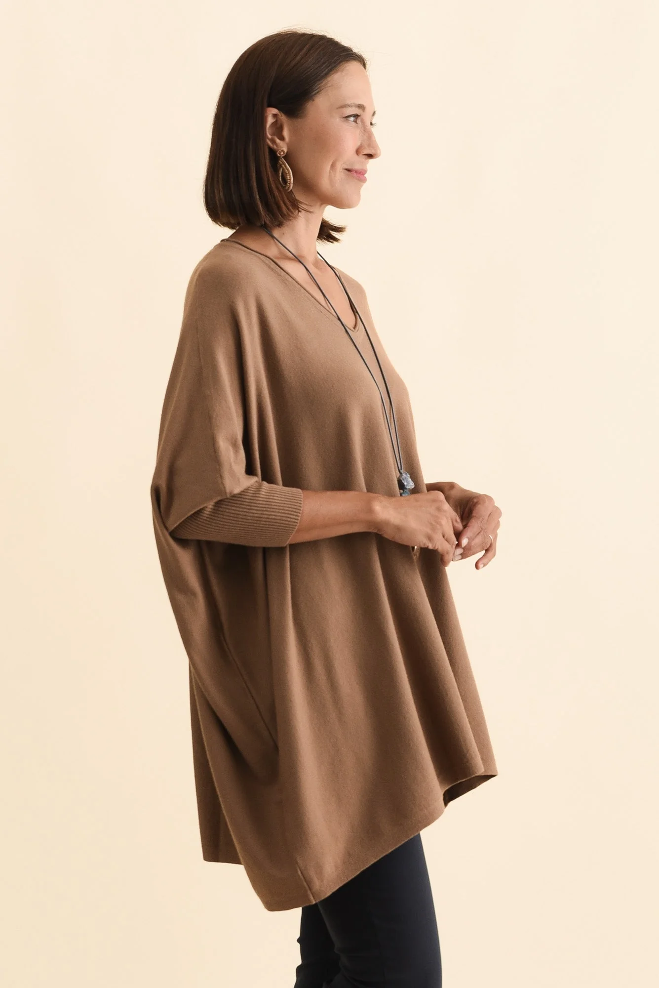 Nastia Mocha Wool Blend Sweater - Image 4