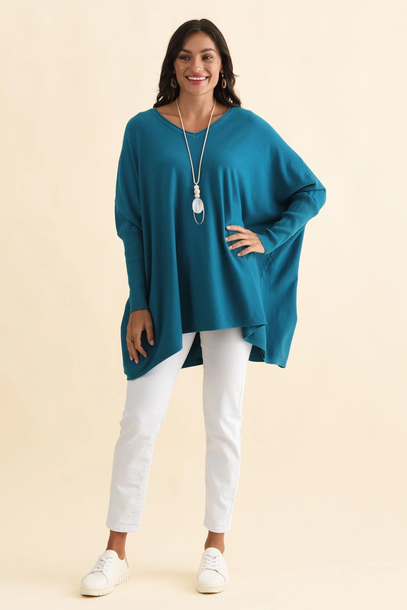 Nastia Teal Wool Blend Sweater - Image 3