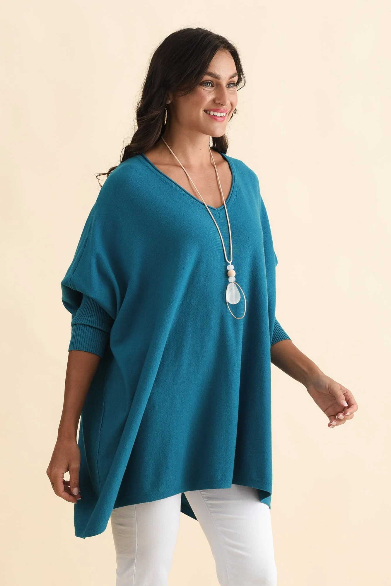 Nastia Teal Wool Blend Sweater - Image 4