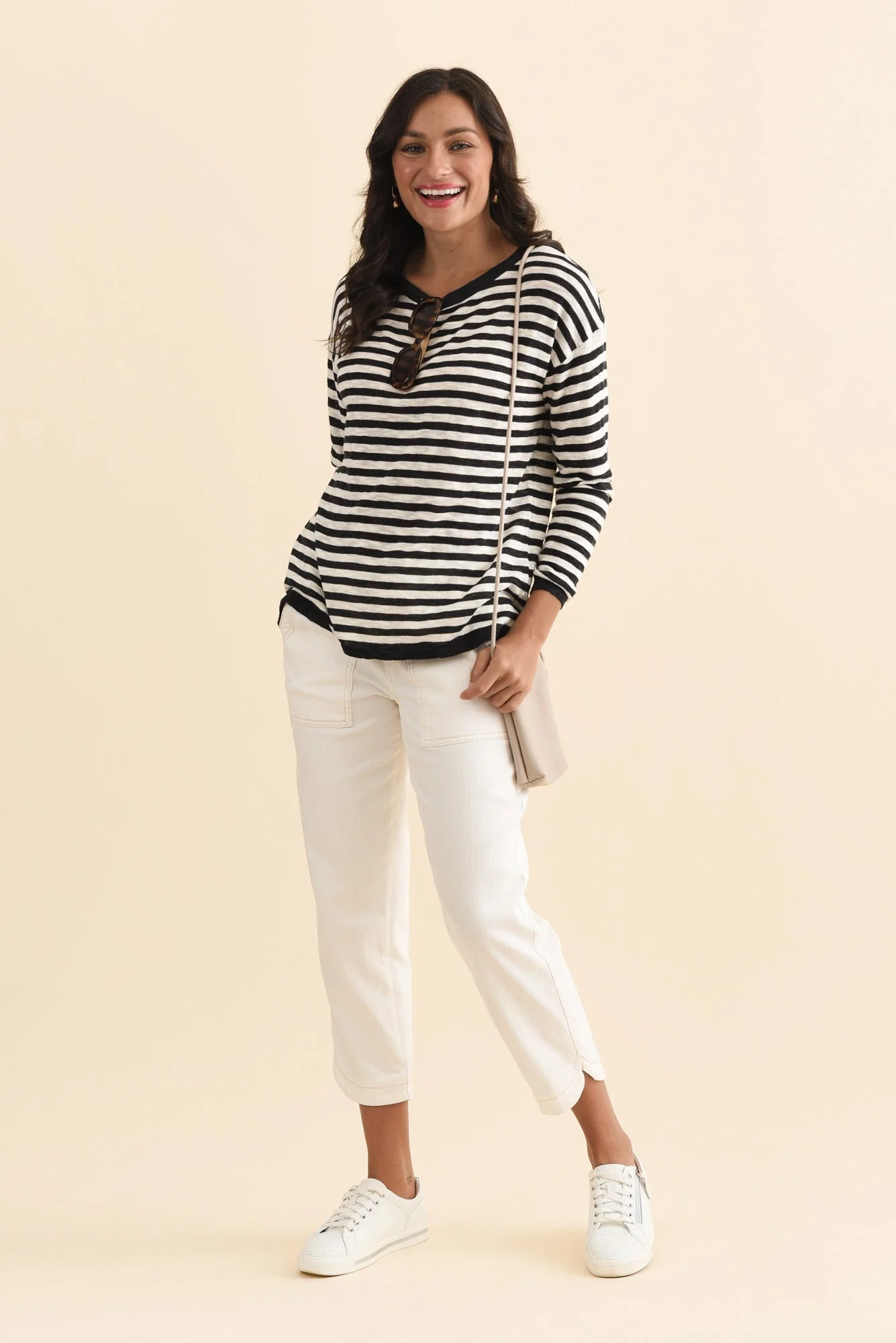 Natasha Black Stripe Knit Top - Image 2