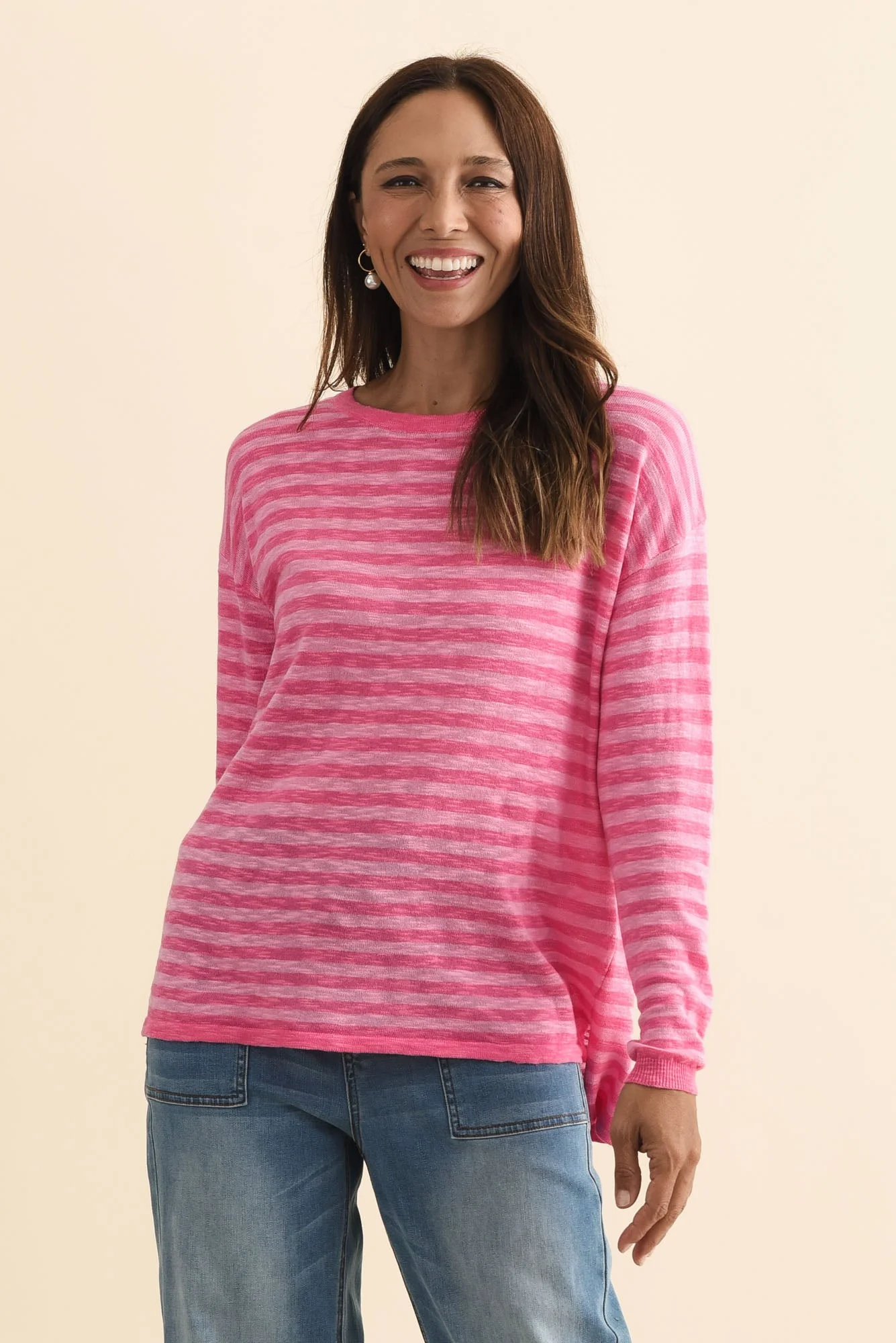 Natasha Blush Stripe Knit Top - Image 2