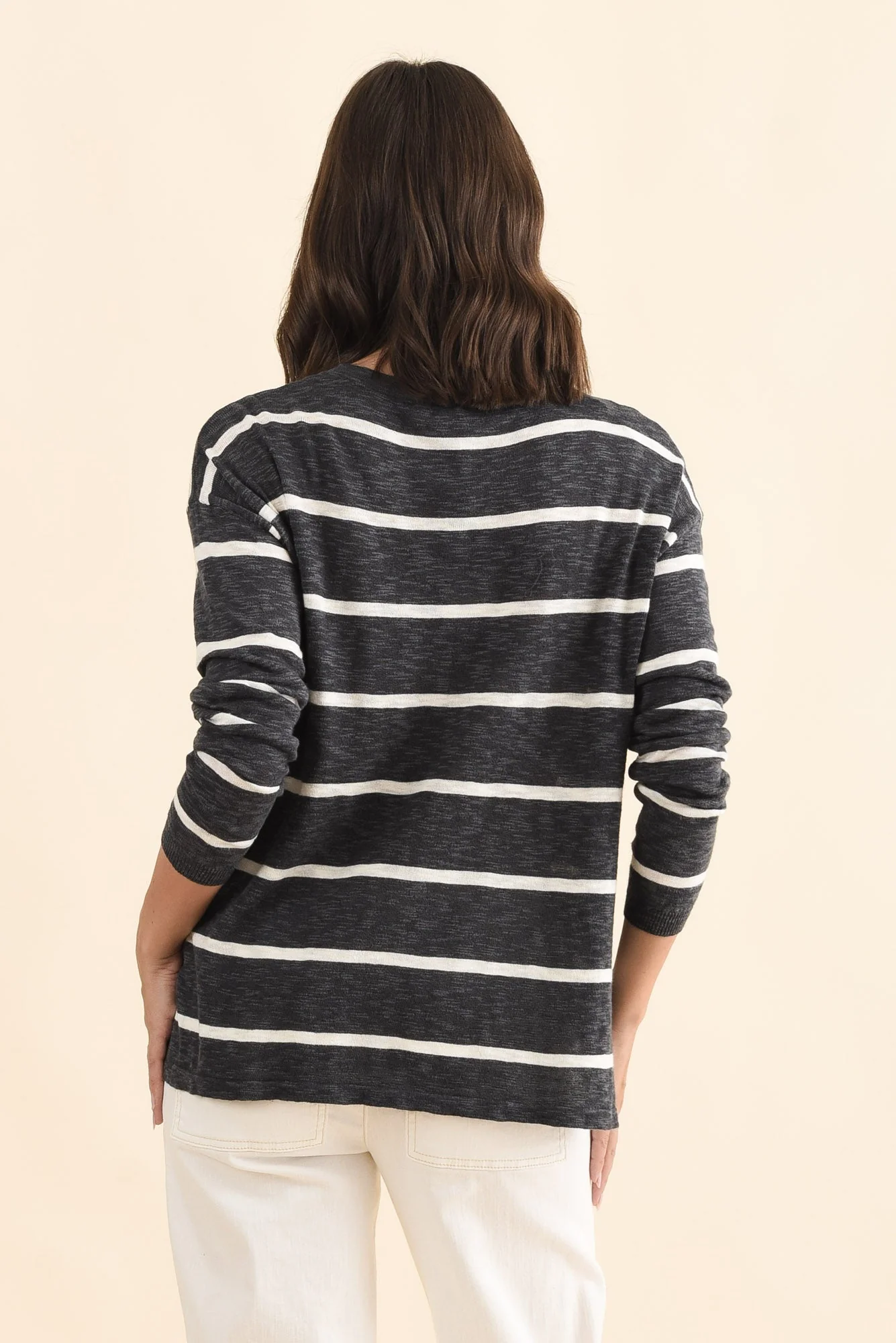 Natasha Charcoal Stripe Knit Top - Image 4