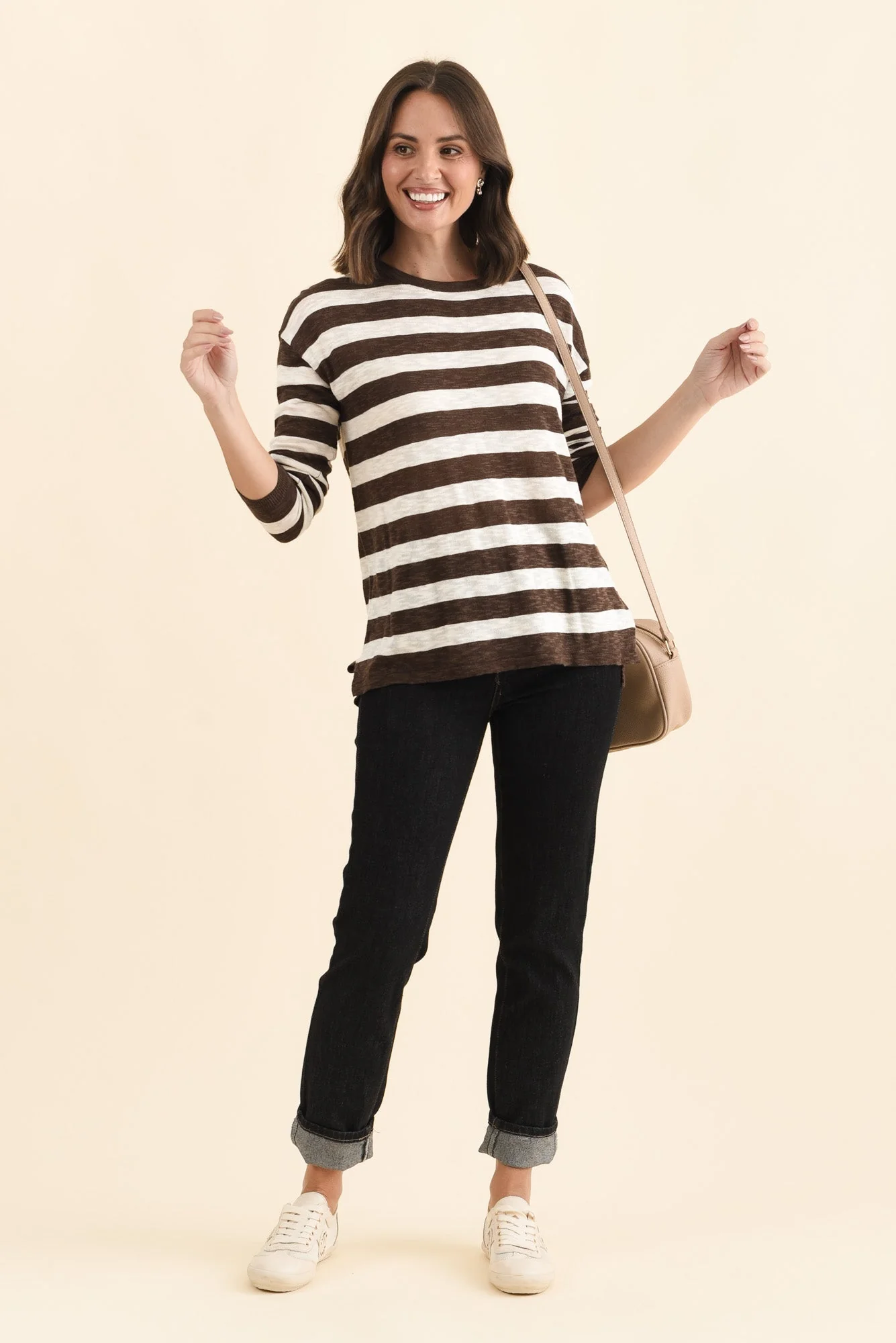 Natasha Chocolate Stripe Knit Top - Image 2