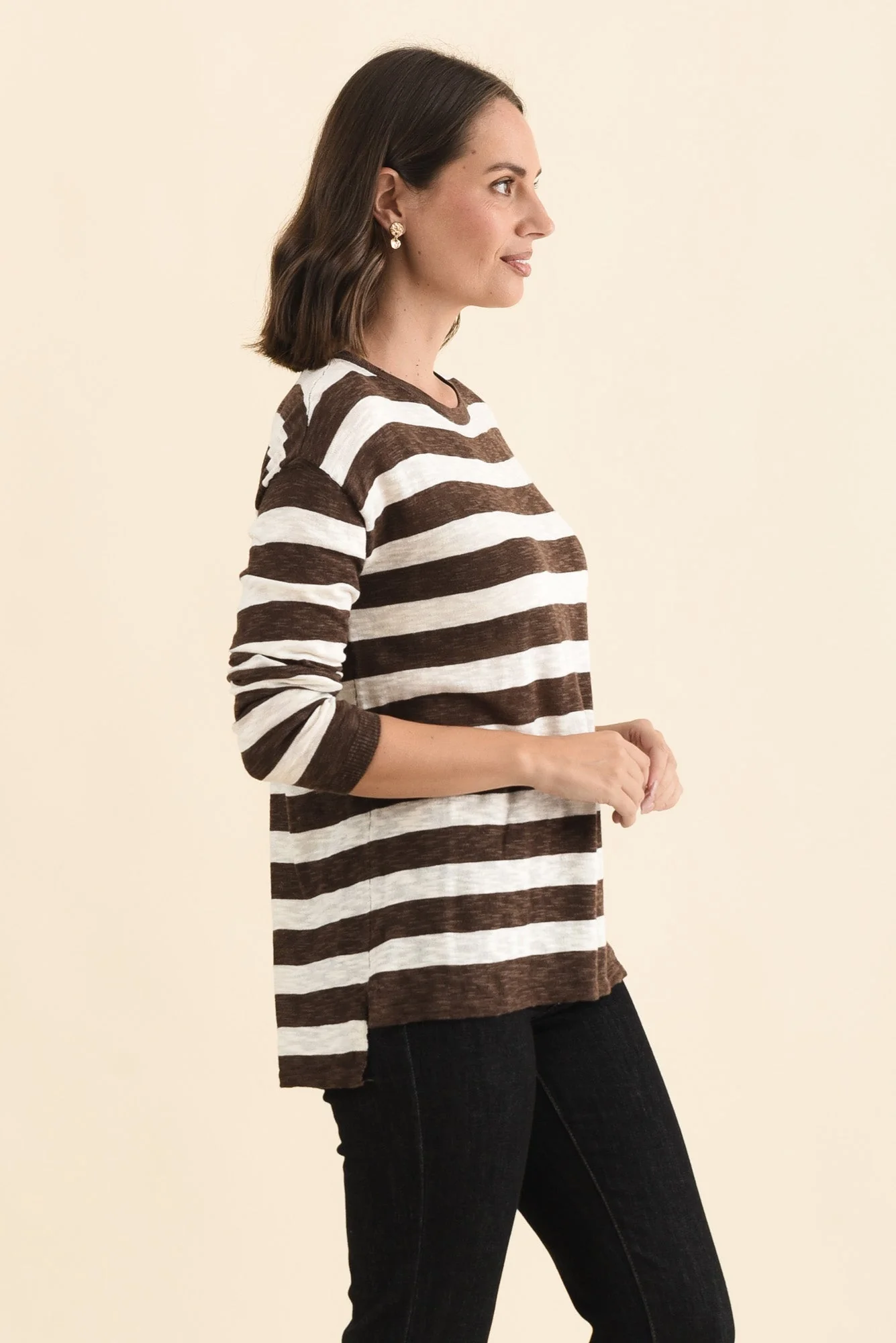 Natasha Chocolate Stripe Knit Top - Image 3