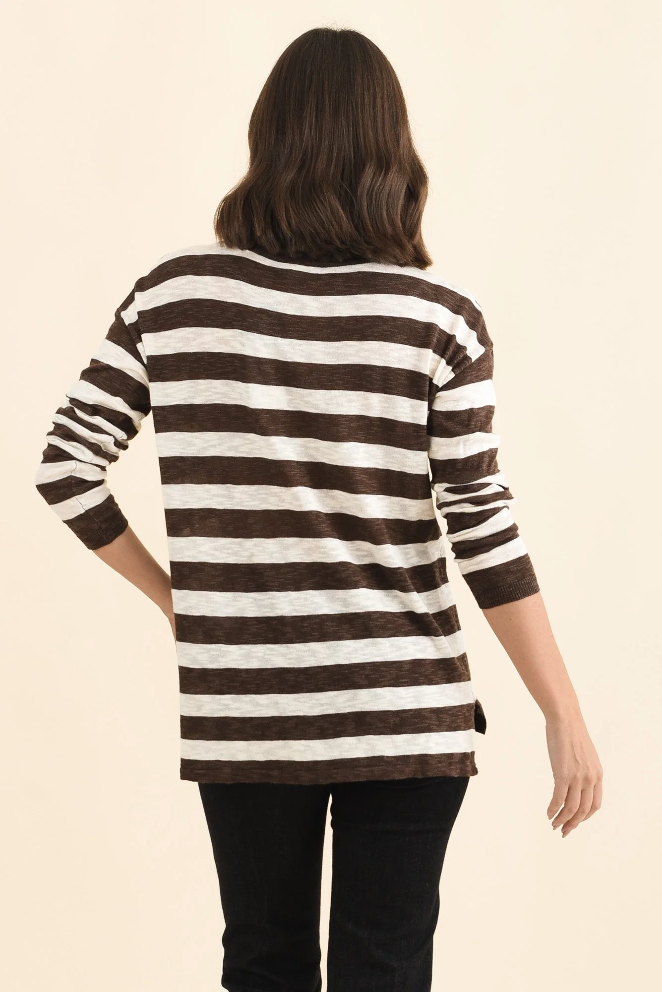 Natasha Chocolate Stripe Knit Top - Image 4