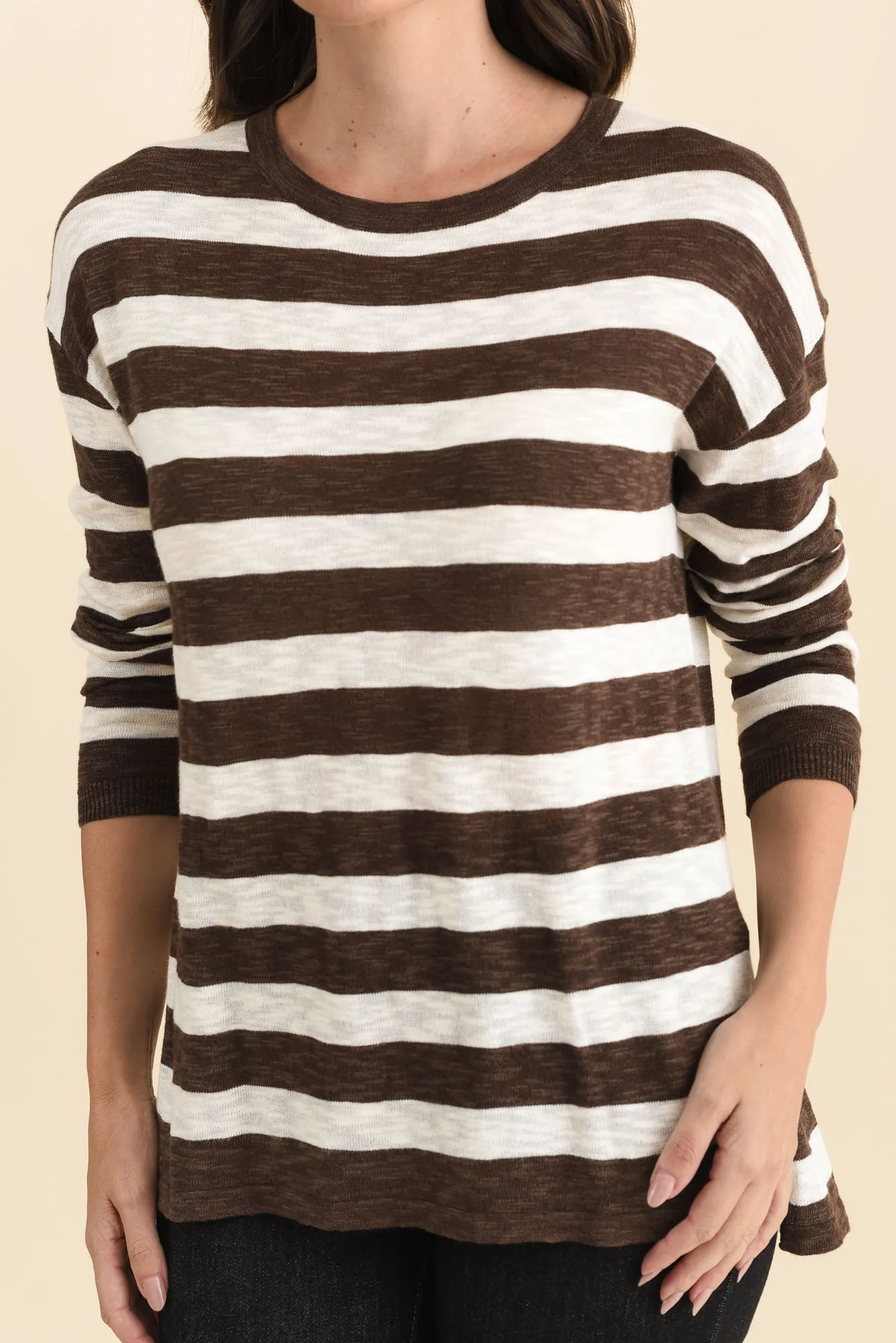 Natasha Chocolate Stripe Knit Top - Image 5