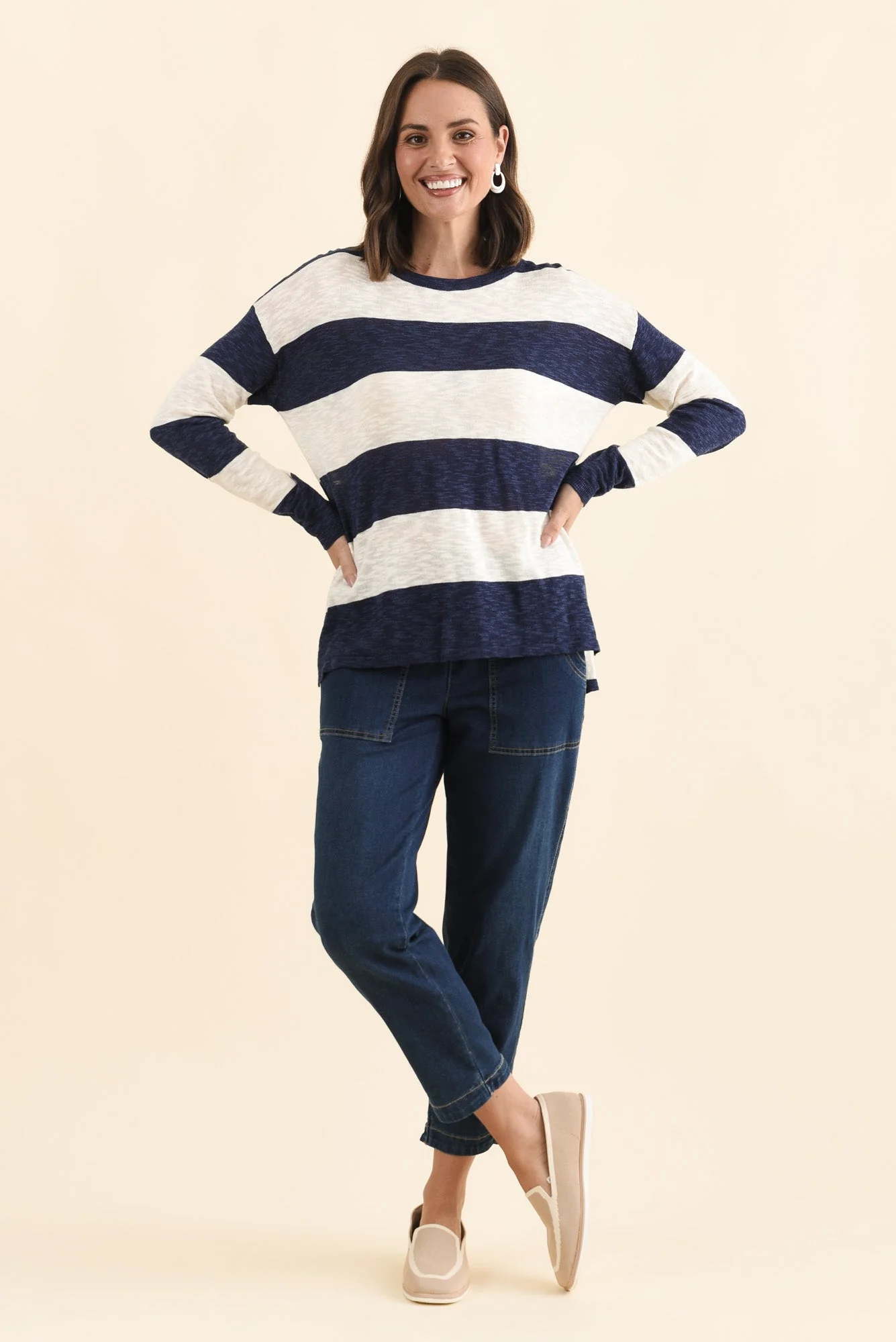 Natasha Dark Navy Stripe Knit Top - Image 7