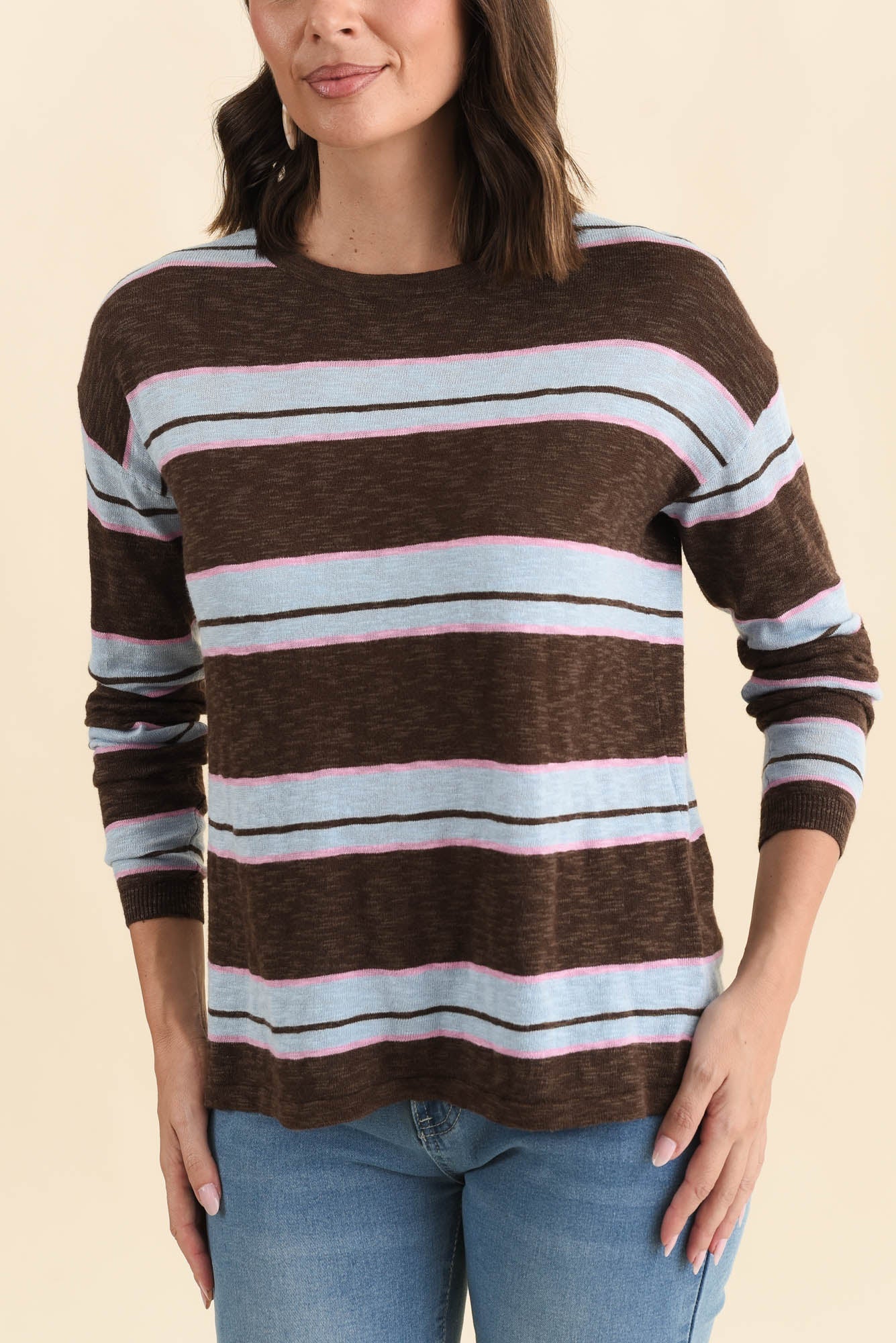 Natasha Mocha Stripe Knit Top - Image 2
