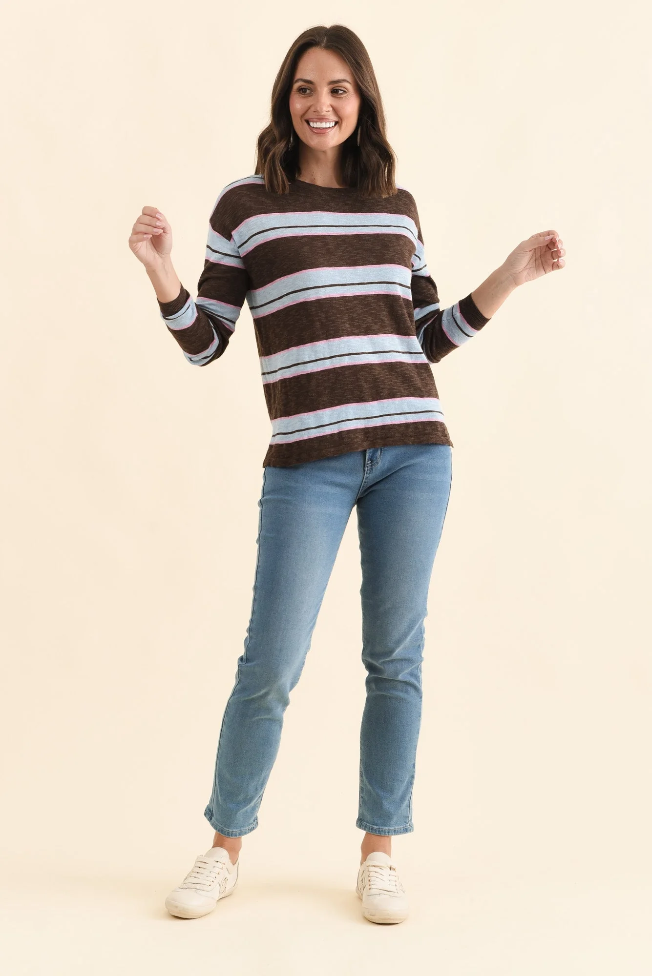 Natasha Mocha Stripe Knit Top - Image 3