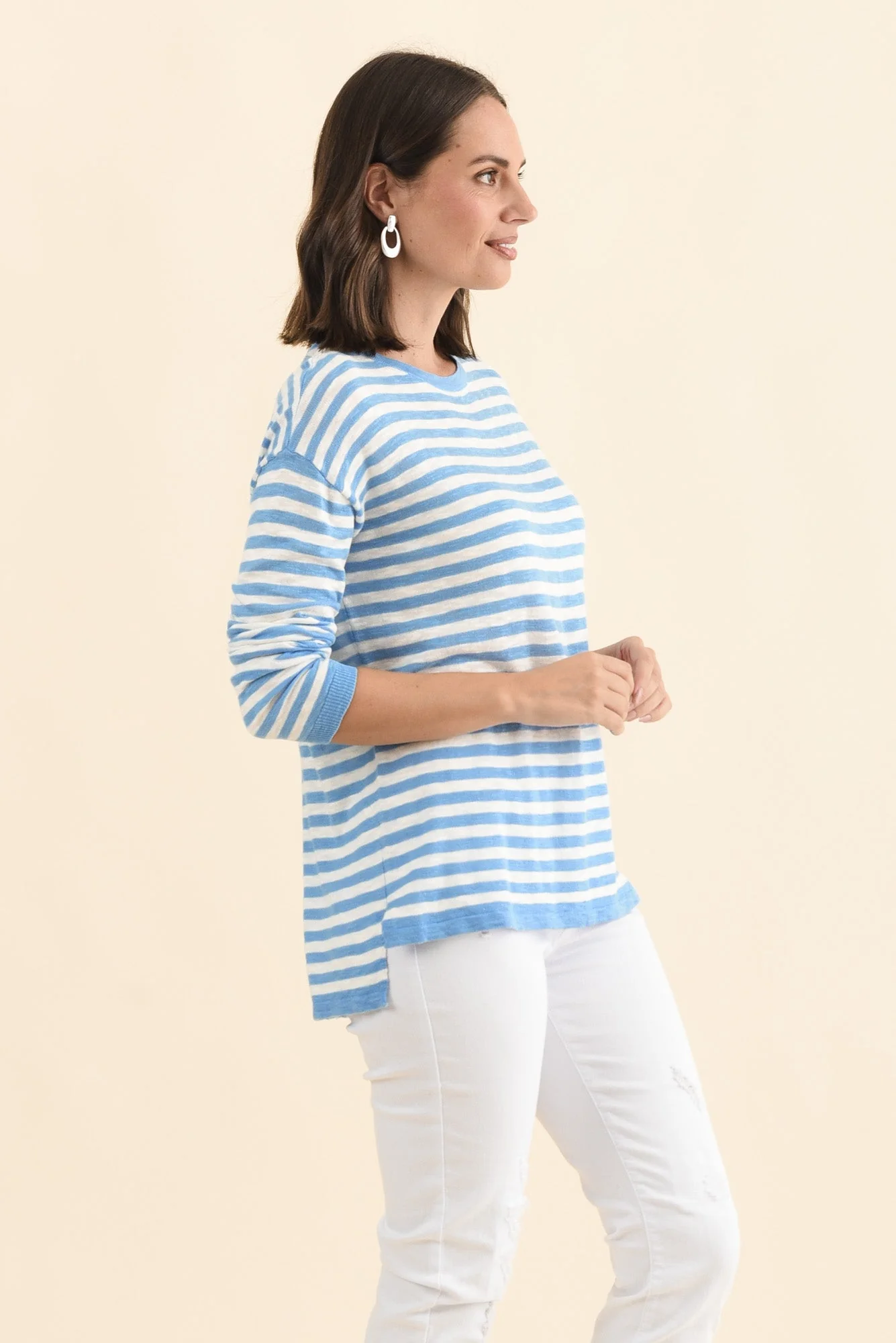 Natasha Sky Blue Stripe Knit Top - Image 3